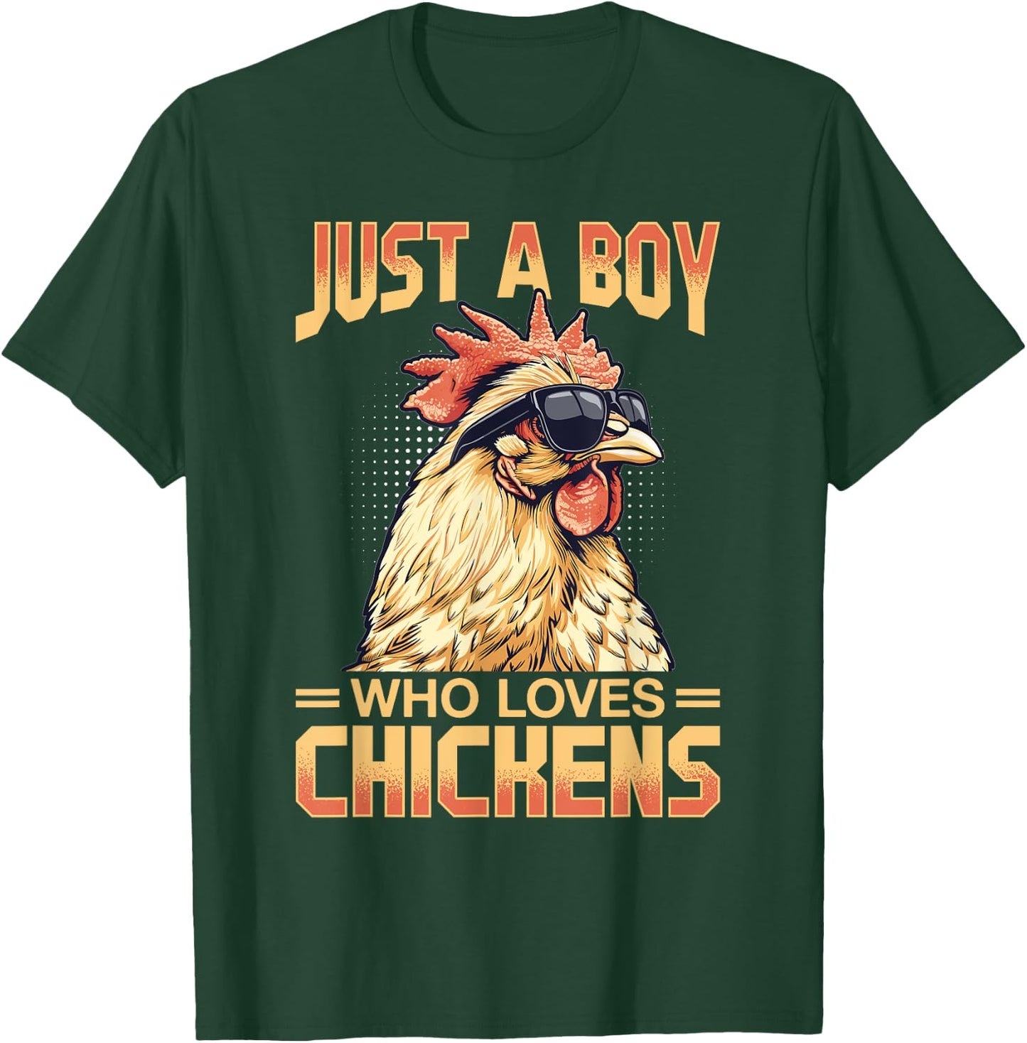 Funny Chicken Farm Animal Just A Boy Who Loves Chickens T-Shirt - T-Shirt | Forest