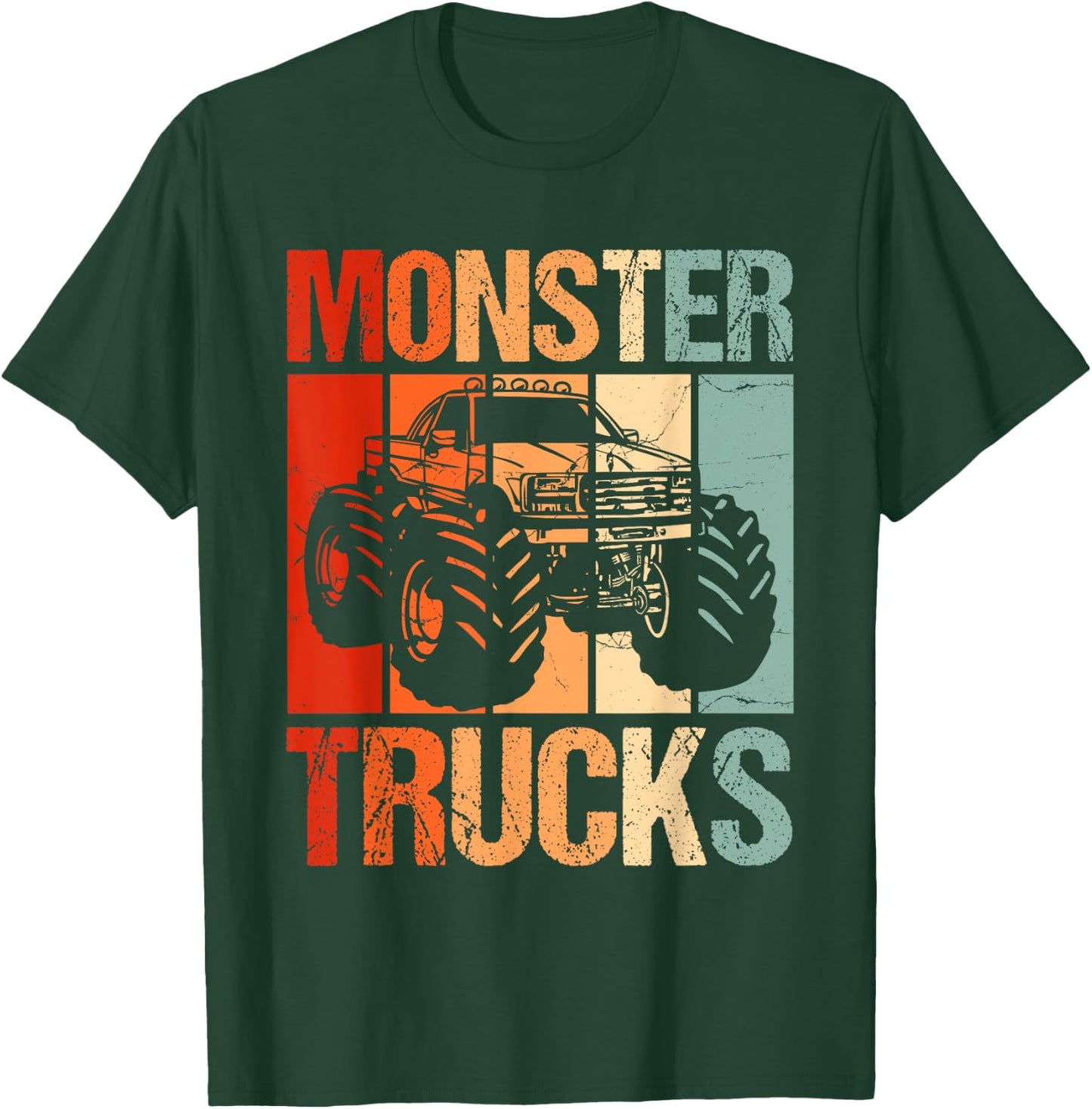 Monster Trucks Vintage Retro Monster Truck T-Shirt - T-Shirt | Forest