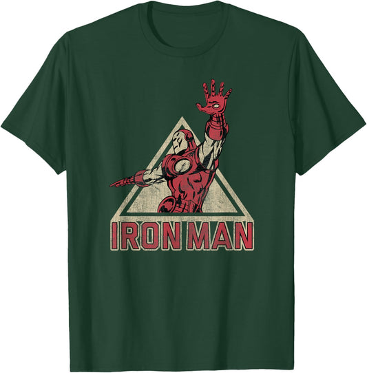 Marvel Iron Man Power Triangle Retro Vintage Graphic T-Shirt - T-Shirt | Forest