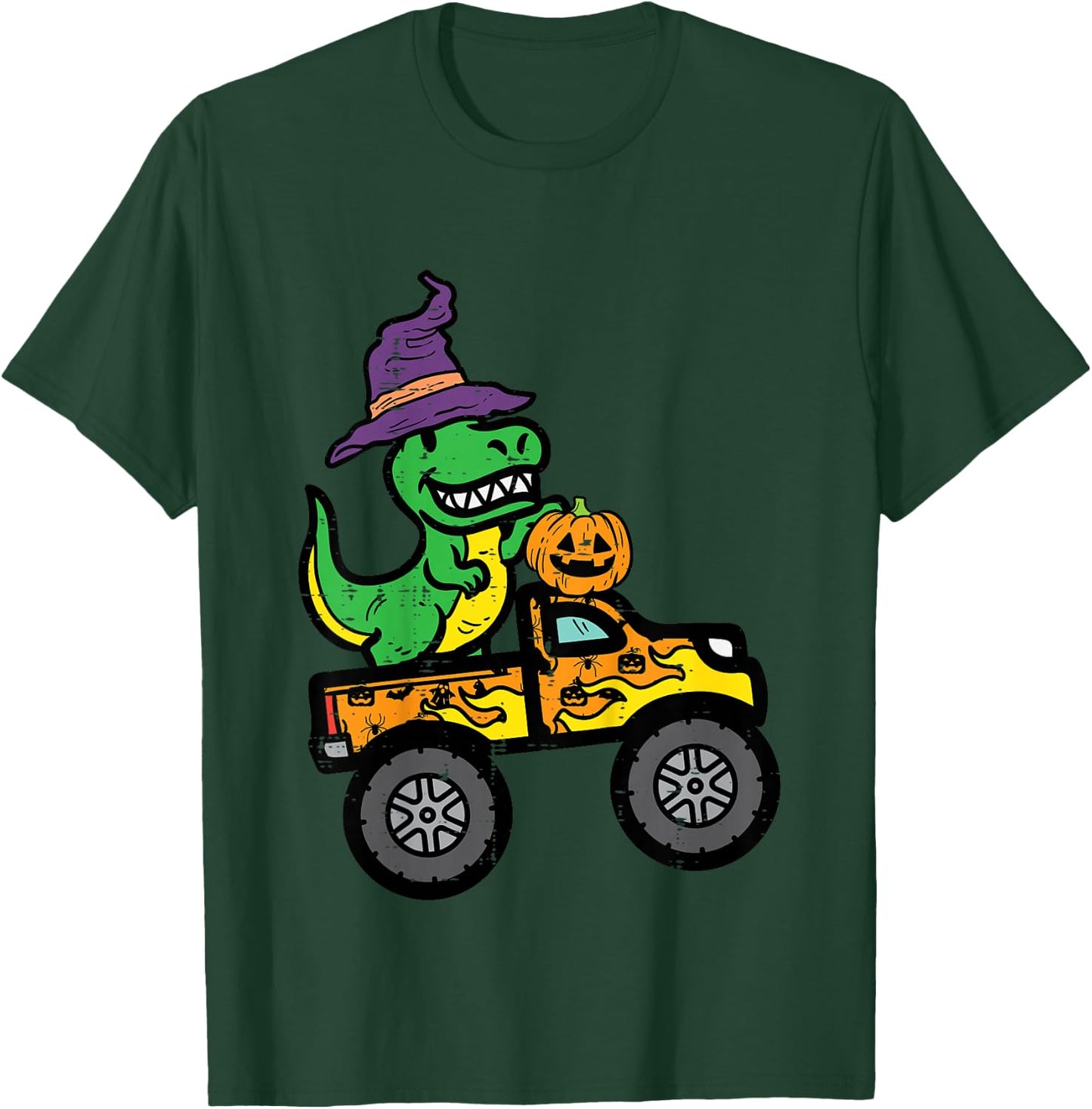 Kids Halloween Trex Monster Truck Dinosaur Costume Boys Kid Youth T-Shirt - T-Shirt | Forest