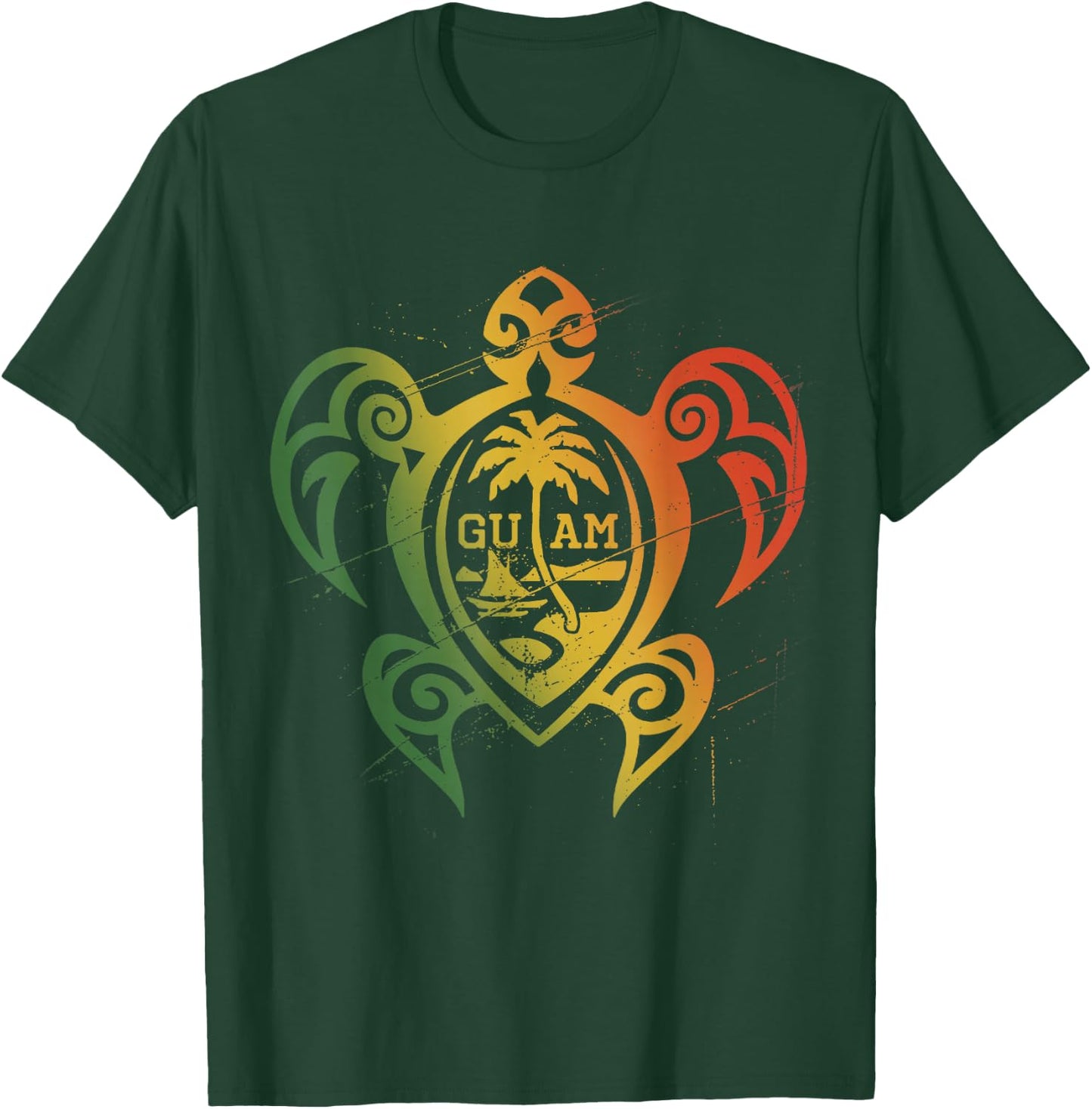 Guam Flag Islander Turtle Chamorro Guam Seal Guamanian T-Shirt - T-Shirt | Forest