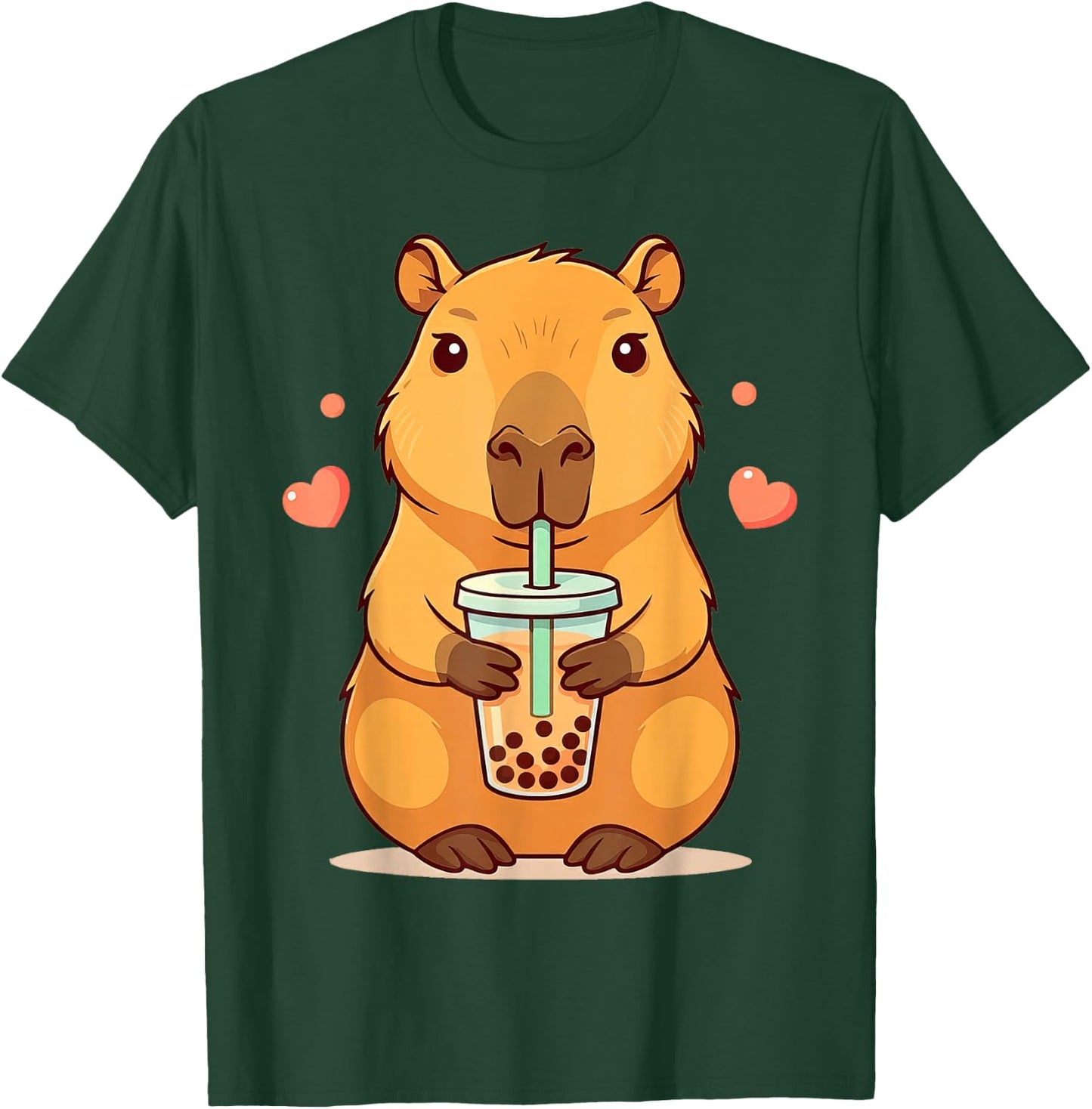 Cute Capybara Boba Tea Bubble Rodent Women Teen Girls Kids T-Shirt - T-Shirt | Forest