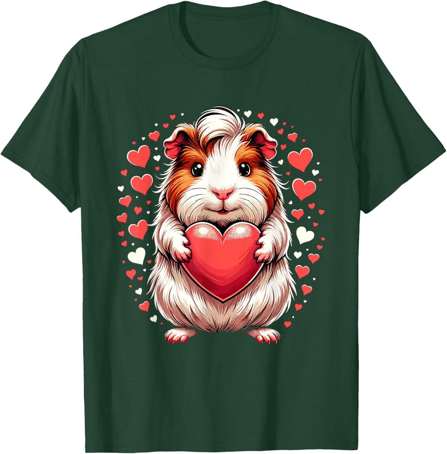 Guinea Pig Holding Heart Valentine's Day Cute Valentine T-Shirt - T-Shirt | Forest