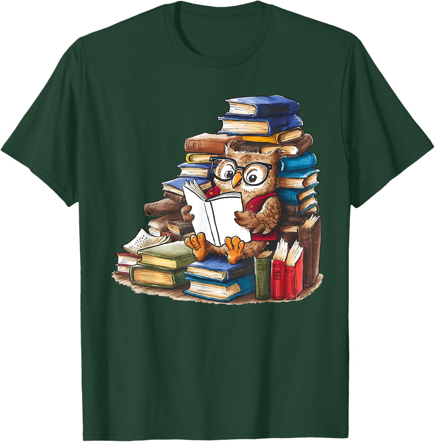 Owl Reading Book Animal Read Librarian Across America Kids T-Shirt - T-Shirt | Forest