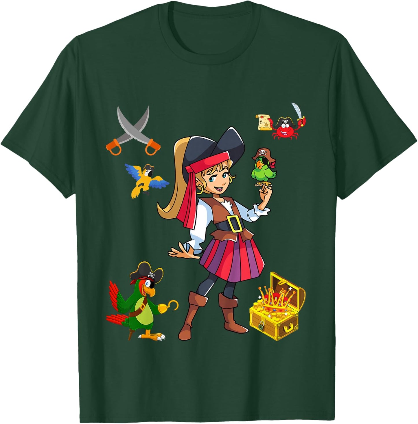 Kinder Piratenmädchen kleiner Pirat T-Shirt - T-Shirt | Forest