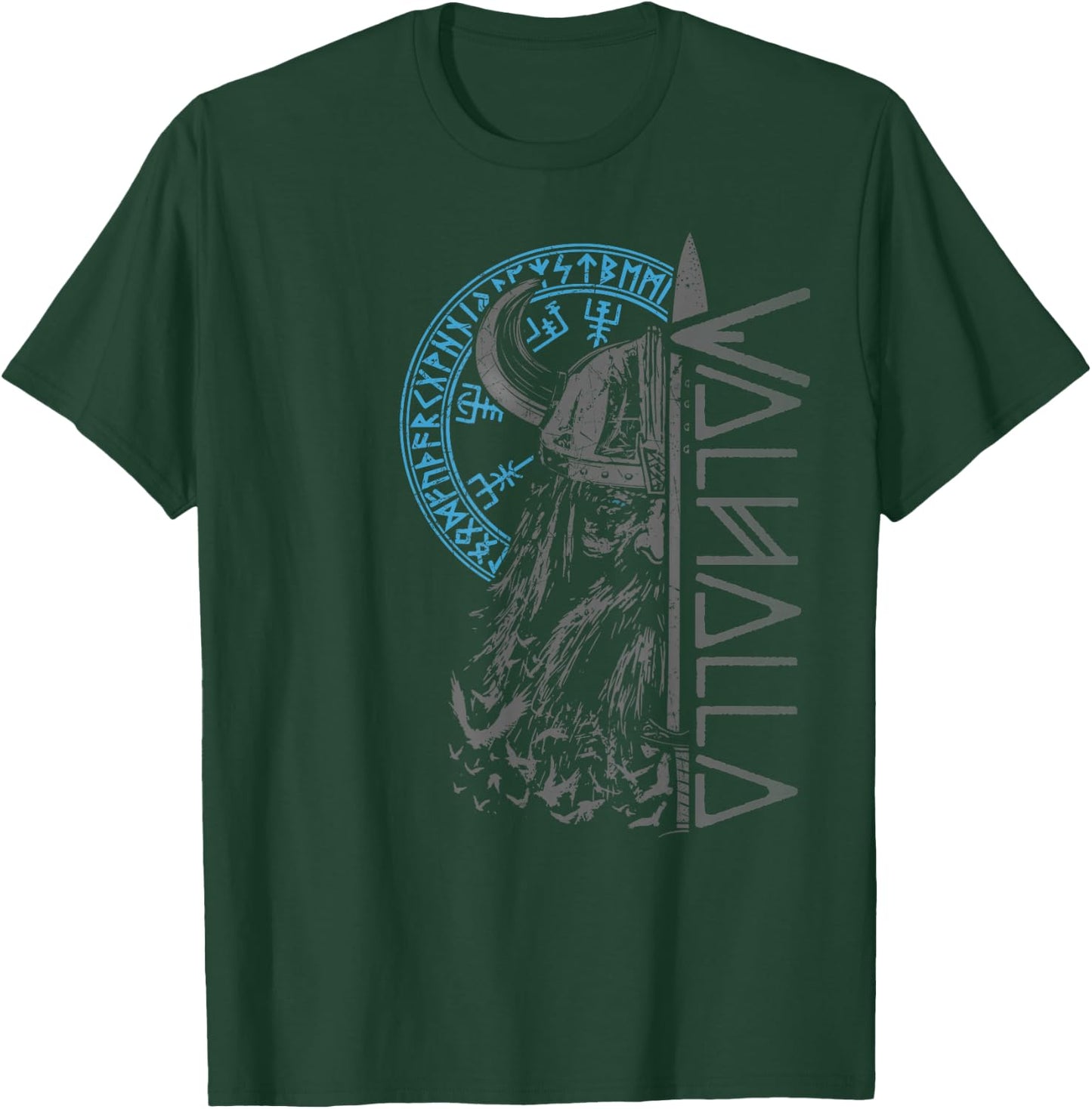 Wikinger Krieger Schwert Walhalla Runen Nordischer Kompass T-Shirt - T-Shirt | Forest