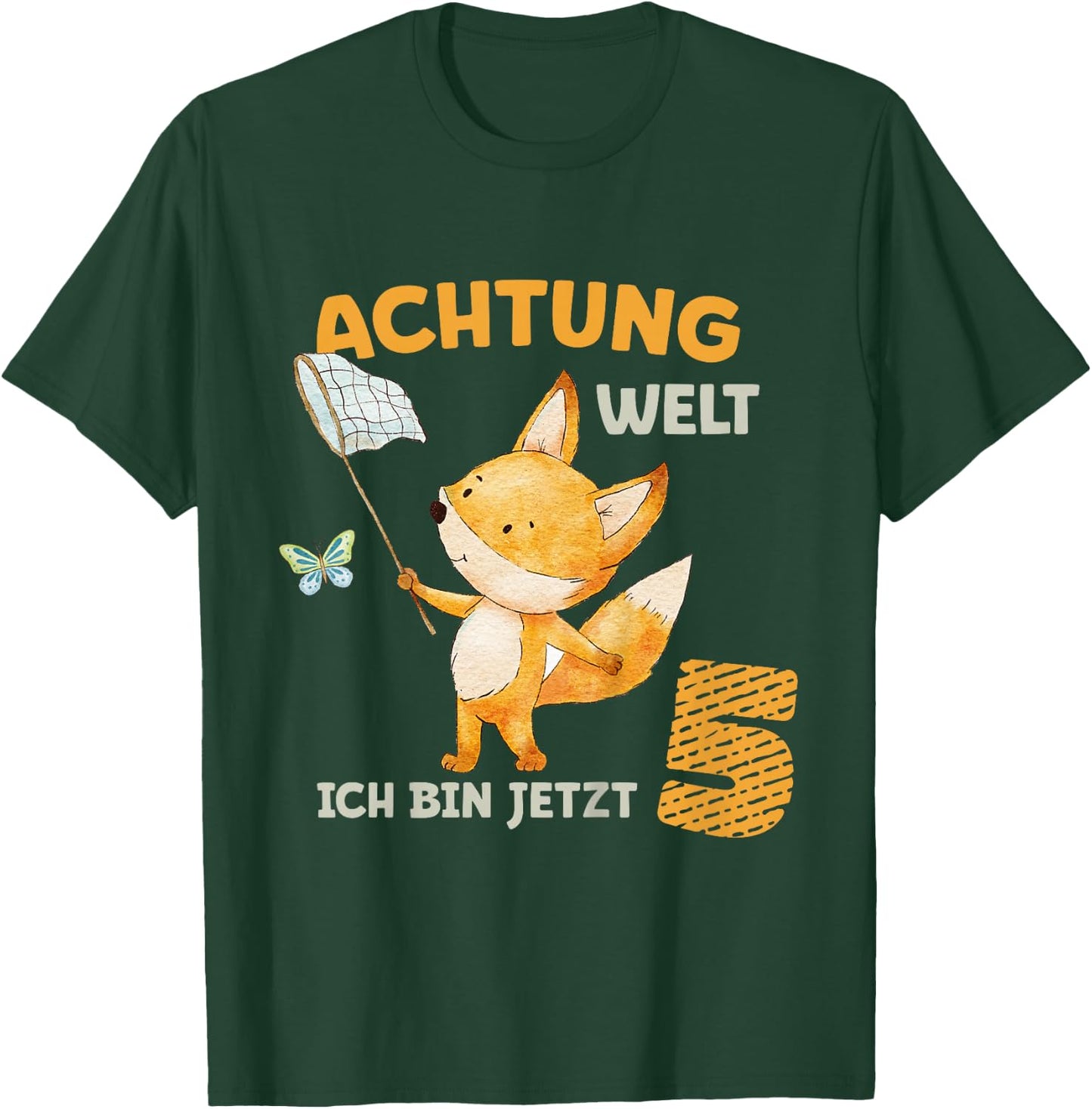 Geburtstagsshirt 5 Jahre Junge Mädchen Fuchs Ich bin Fünf T-Shirt - T-Shirt | Forest