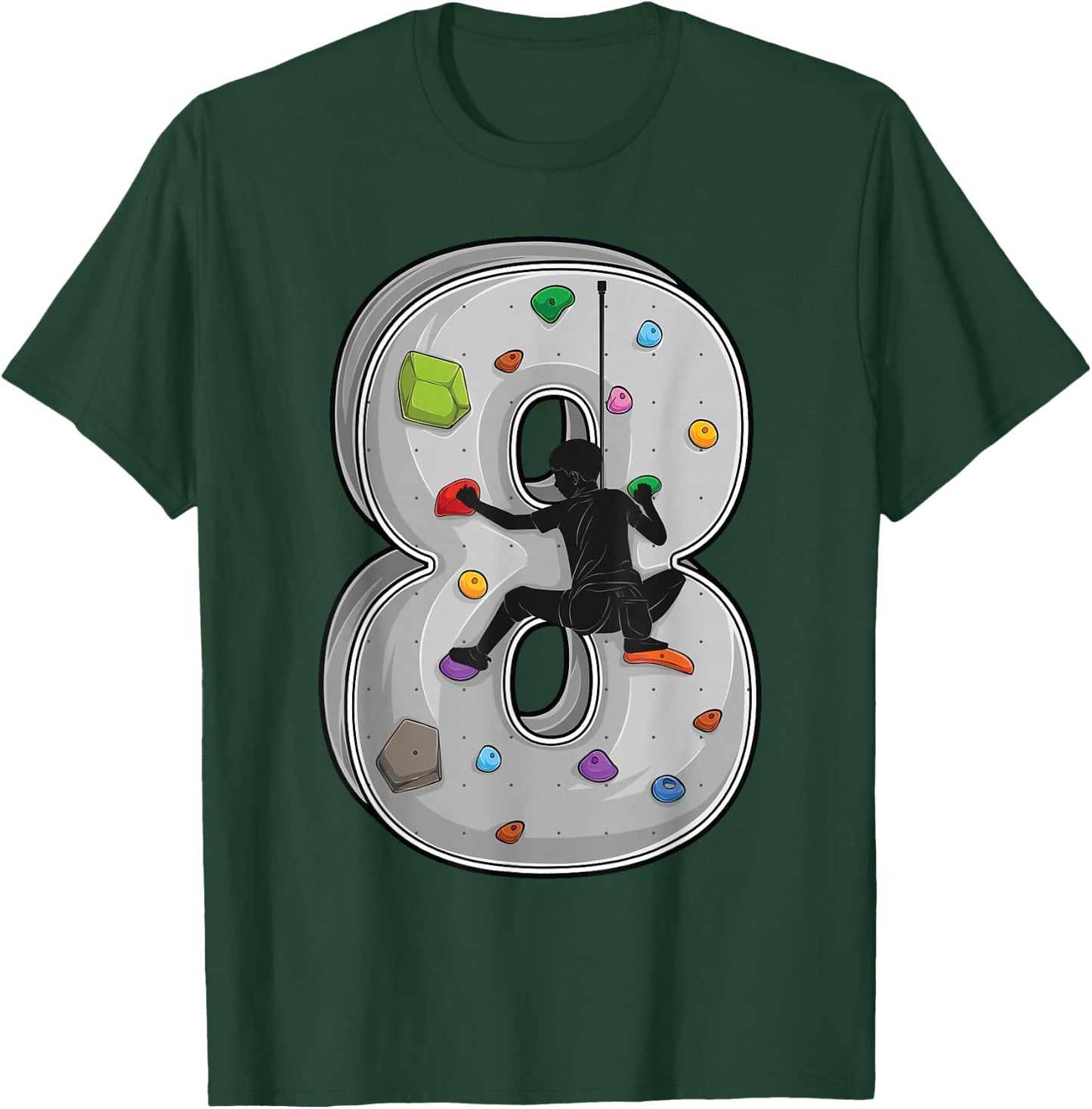 8 Years Old Climbing 8th Birthday Adventure Climbing , black, s T-Shirt - T-Shirt | Forest