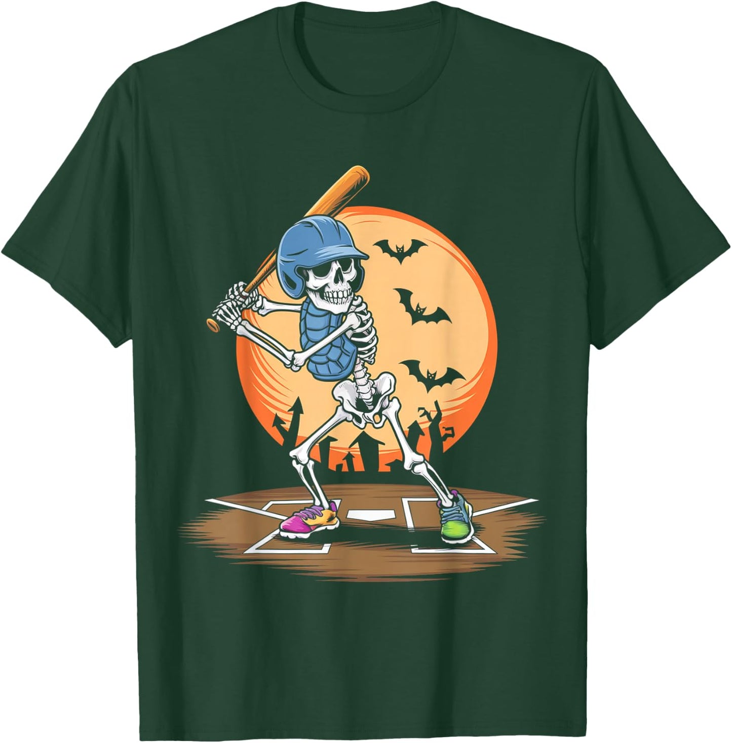Baseball Skeleton Halloween Men Women Boys Halloween T-Shirt - T-Shirt | Forest