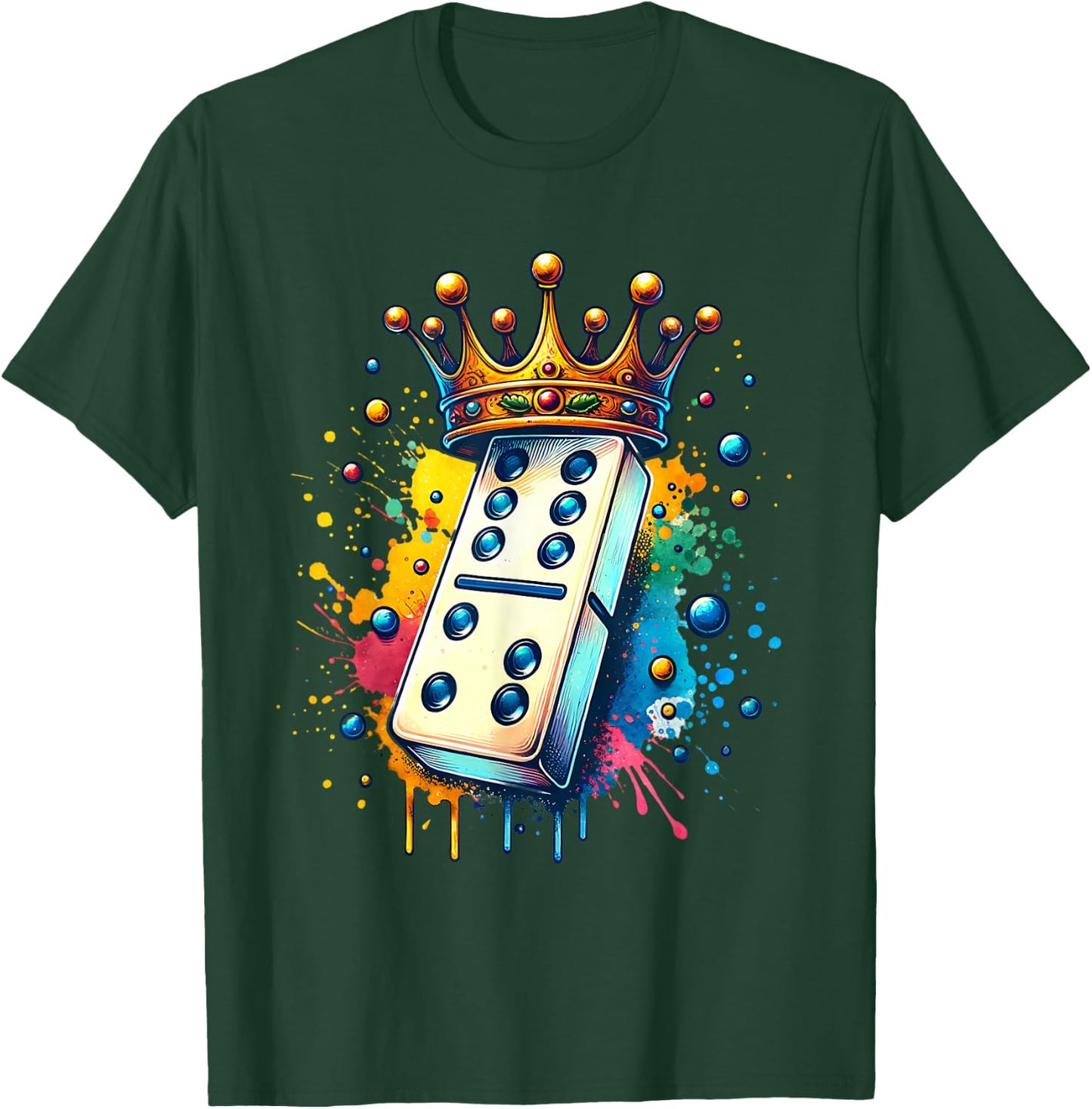 Funny Dominoes King | Board Game| Domino Lover Domino Player T-Shirt - T-Shirt | Forest