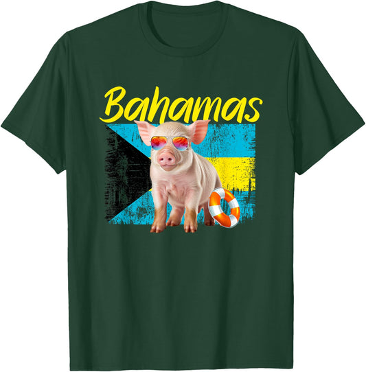 Bahamas Swimming Pig Summer Vacation Beach Souvenir Women Girls Kids T-Shirt - T-Shirt | Forest