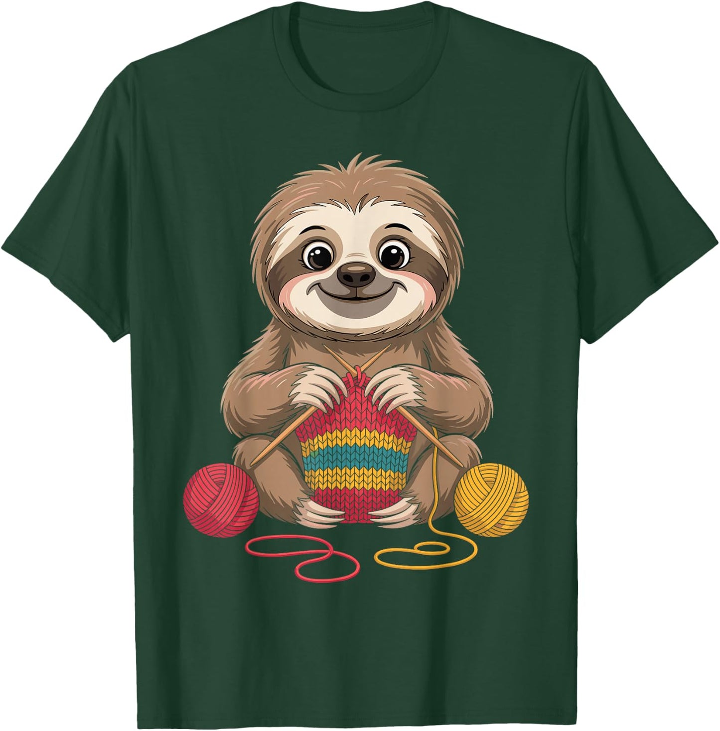 Sloth Knitting Funny T-Shirt - T-Shirt | Forest