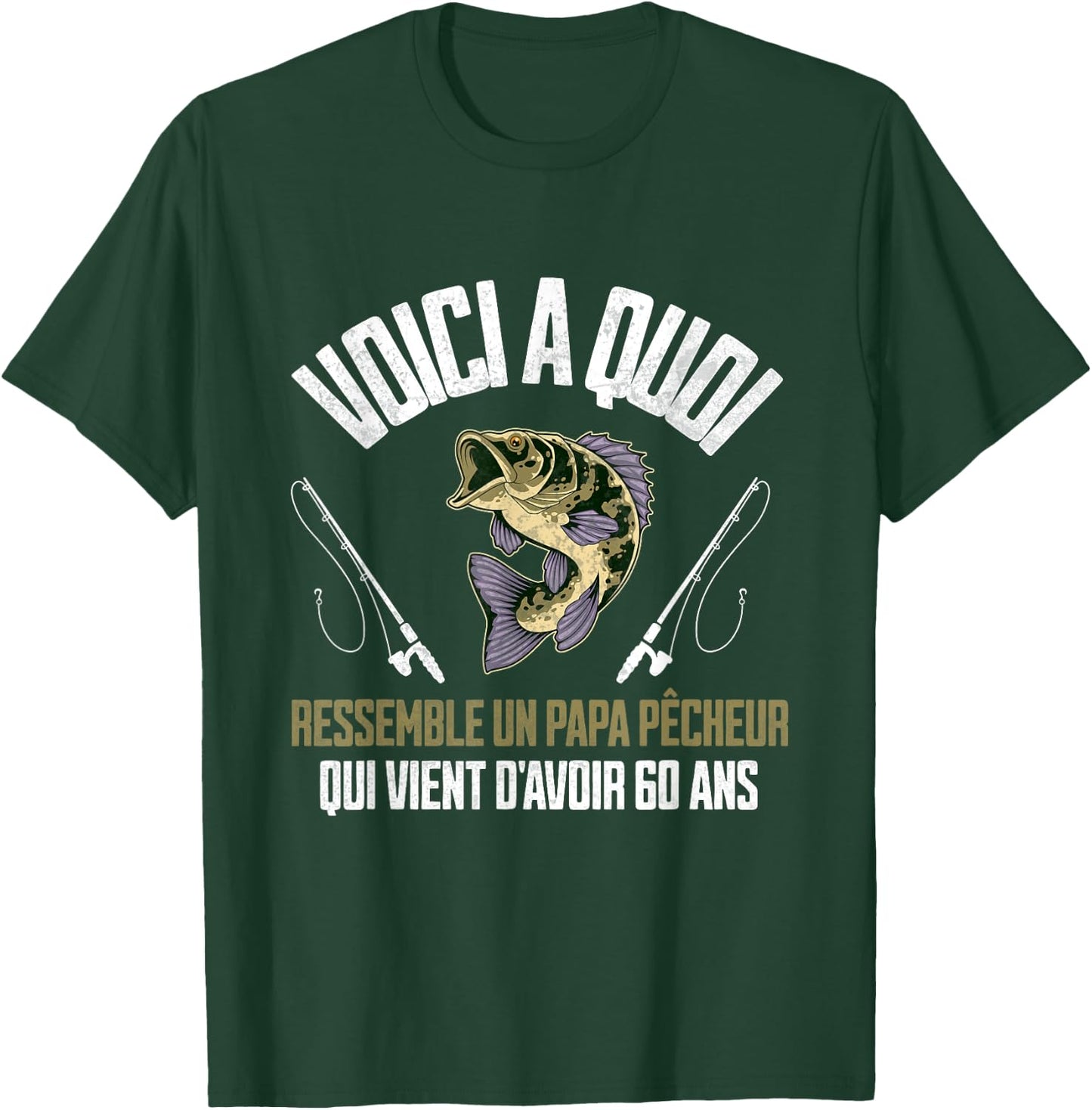 Funny Quotes Fisherman Dad 60 Years Birthday Man , Black, S T-Shirt - T-Shirt | Forest