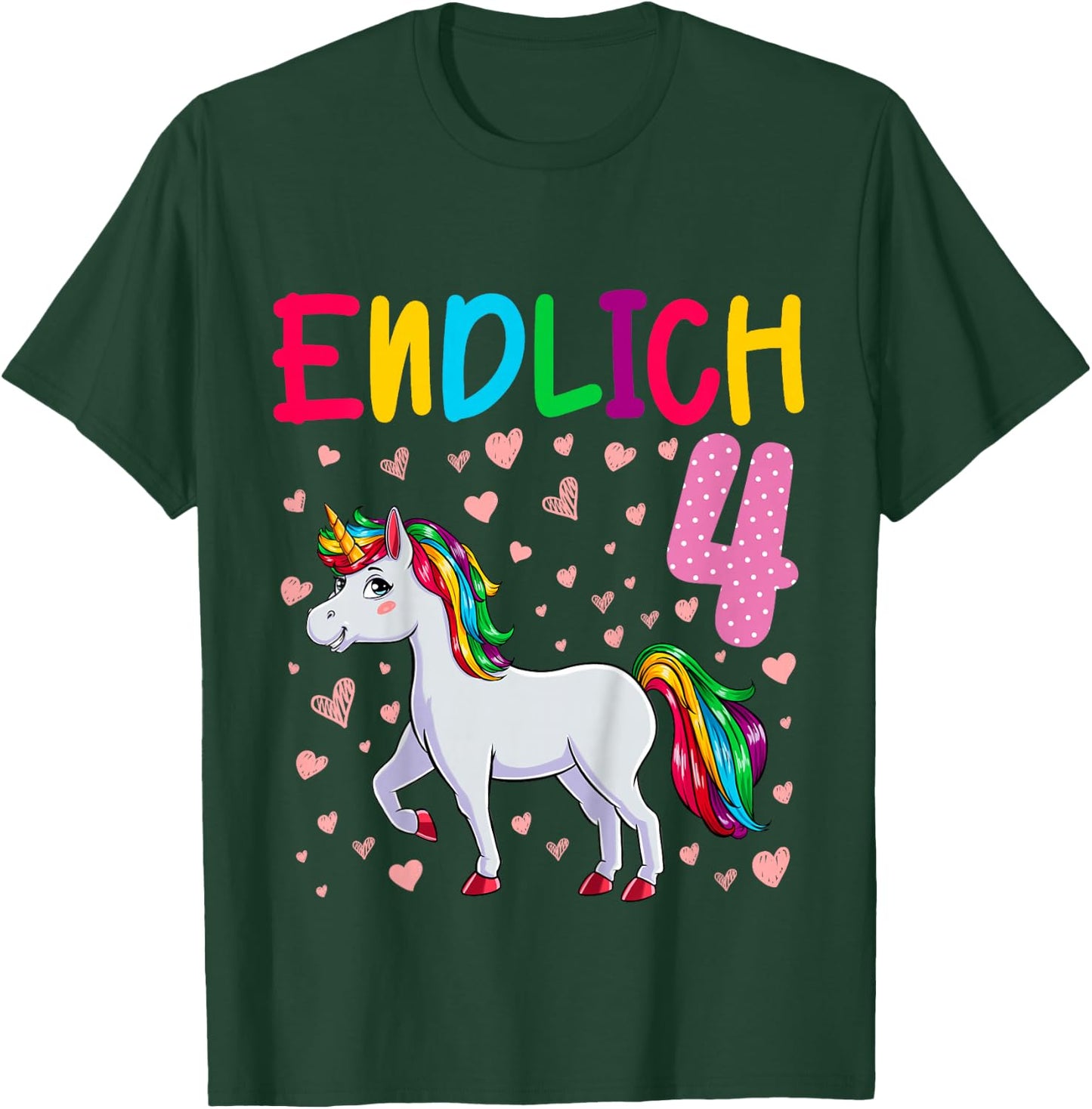 Geburtstag 4 Jahre Mädchen Einhorn Endlich 4 T-Shirt - T-Shirt | Forest