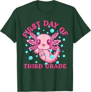 3rd Grade Shirt Axolotl 1st Day of School Kids Third Grade 3 T-Shirt - T-Shirt | Forest