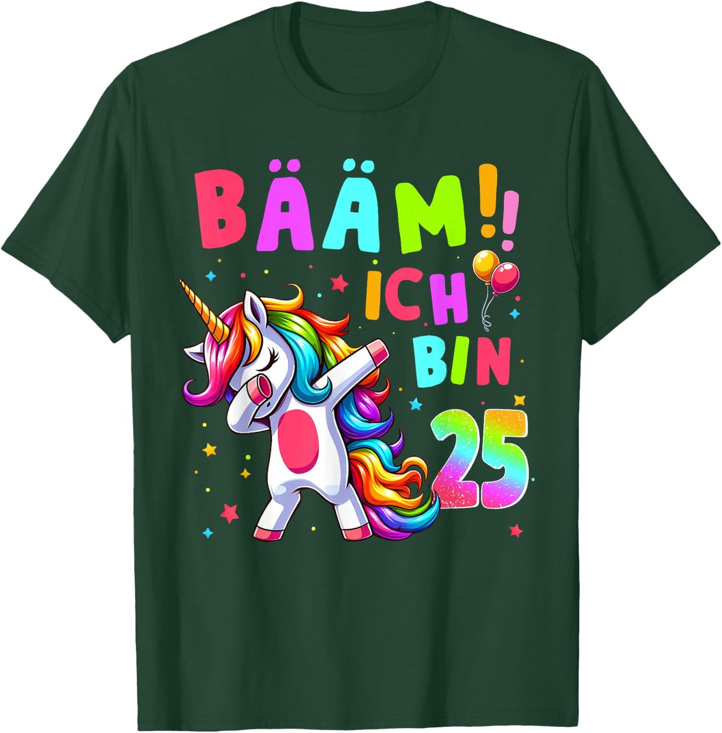 25th Birthday Girl 25 Years Dancing Funny Unicorn T-Shirt - T-Shirt | Forest