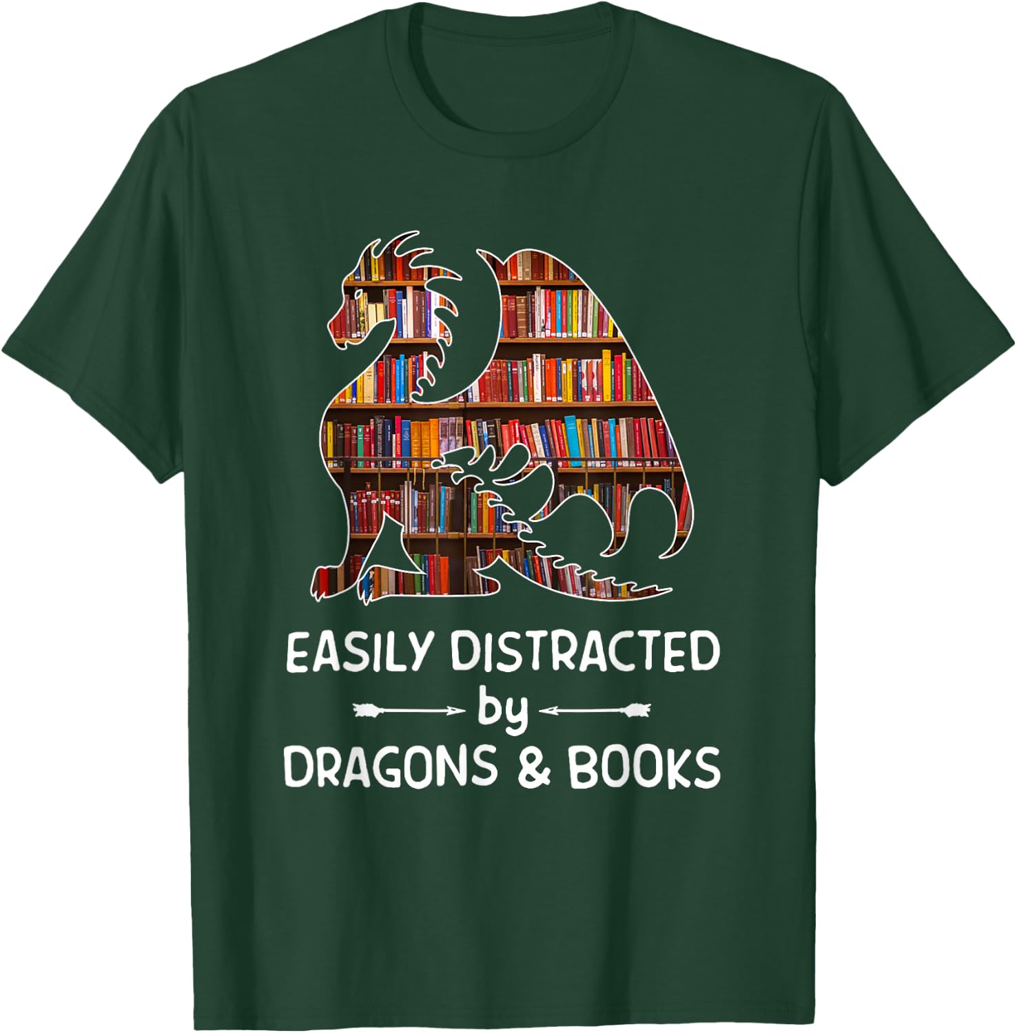 easily distracted by Dragon and Books nerds T-Shirt - T-Shirt | Forest