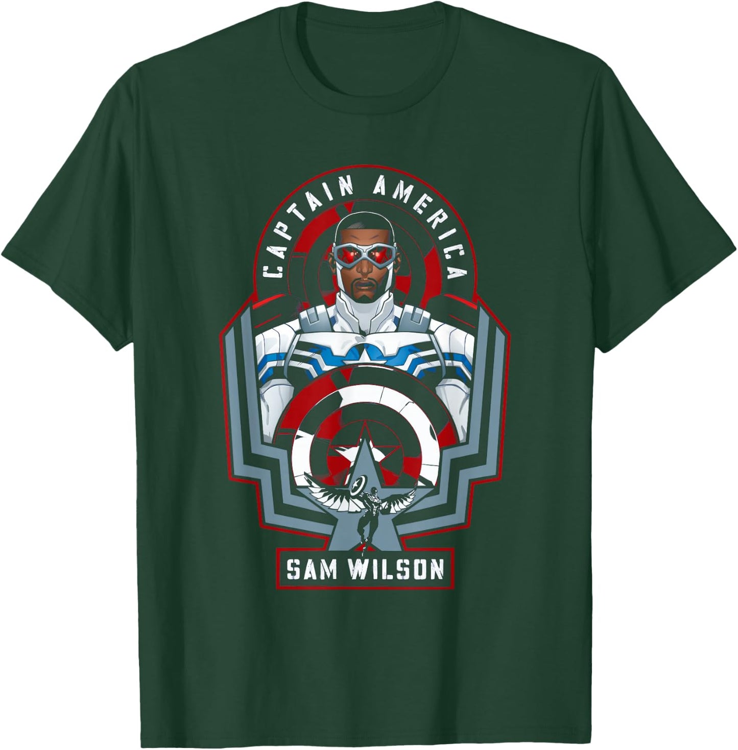 Marvel Avengers Sam Wilson Captain America Badge T-Shirt - T-Shirt | Forest