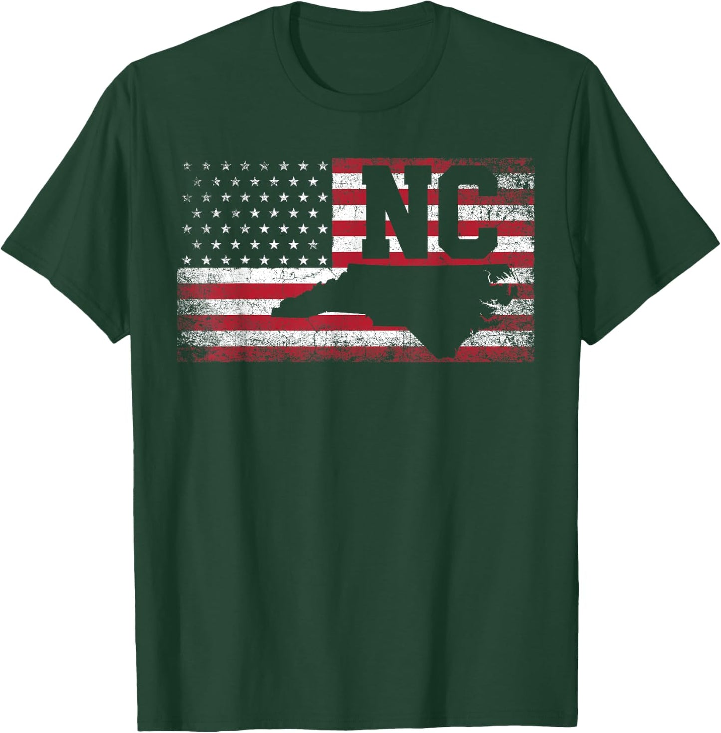American Flag North Carolina 4th of July Vintage Men Women T-Shirt - T-Shirt | Forest