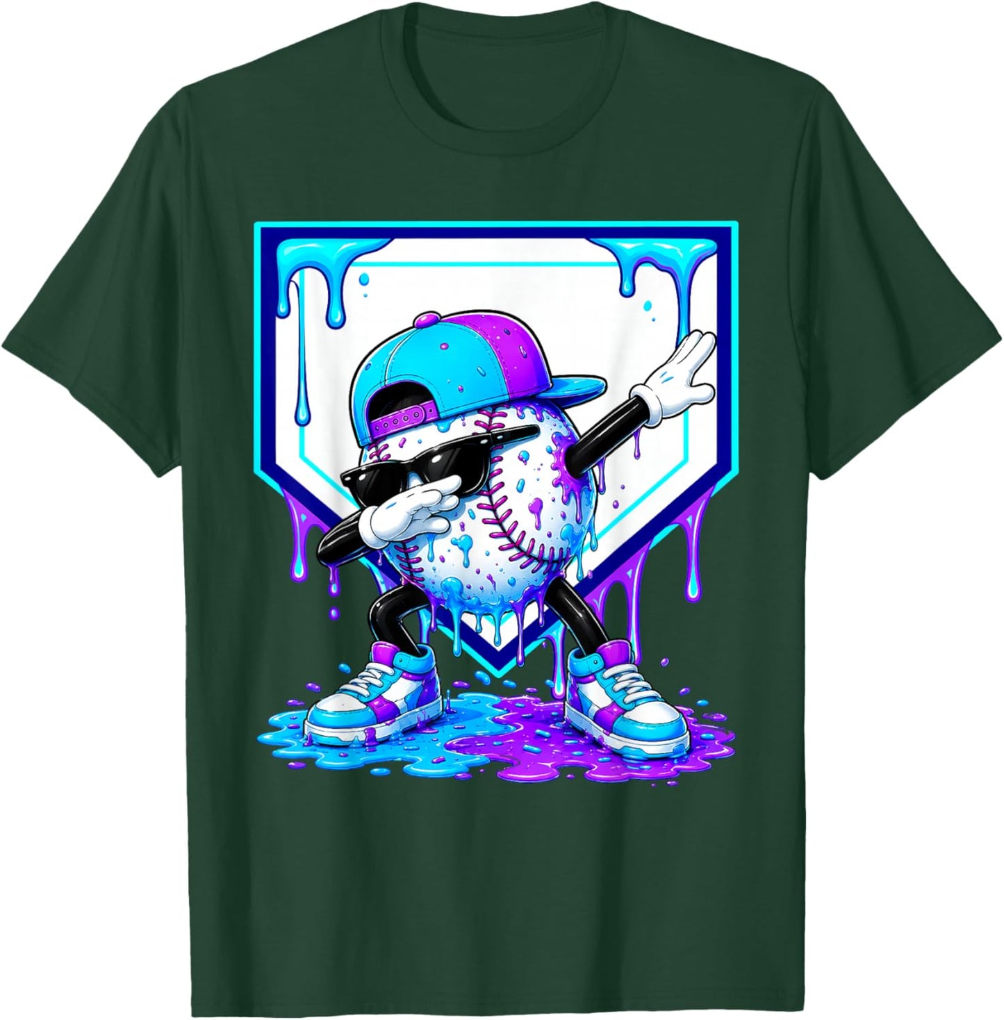 Dripping Baseball Drip Blue Boys Cosmic Baseball Glow T-Shirt - T-Shirt | Forest