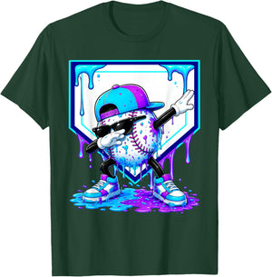 Dripping Baseball Drip Blue Boys Cosmic Baseball Glow T-Shirt - T-Shirt | Forest