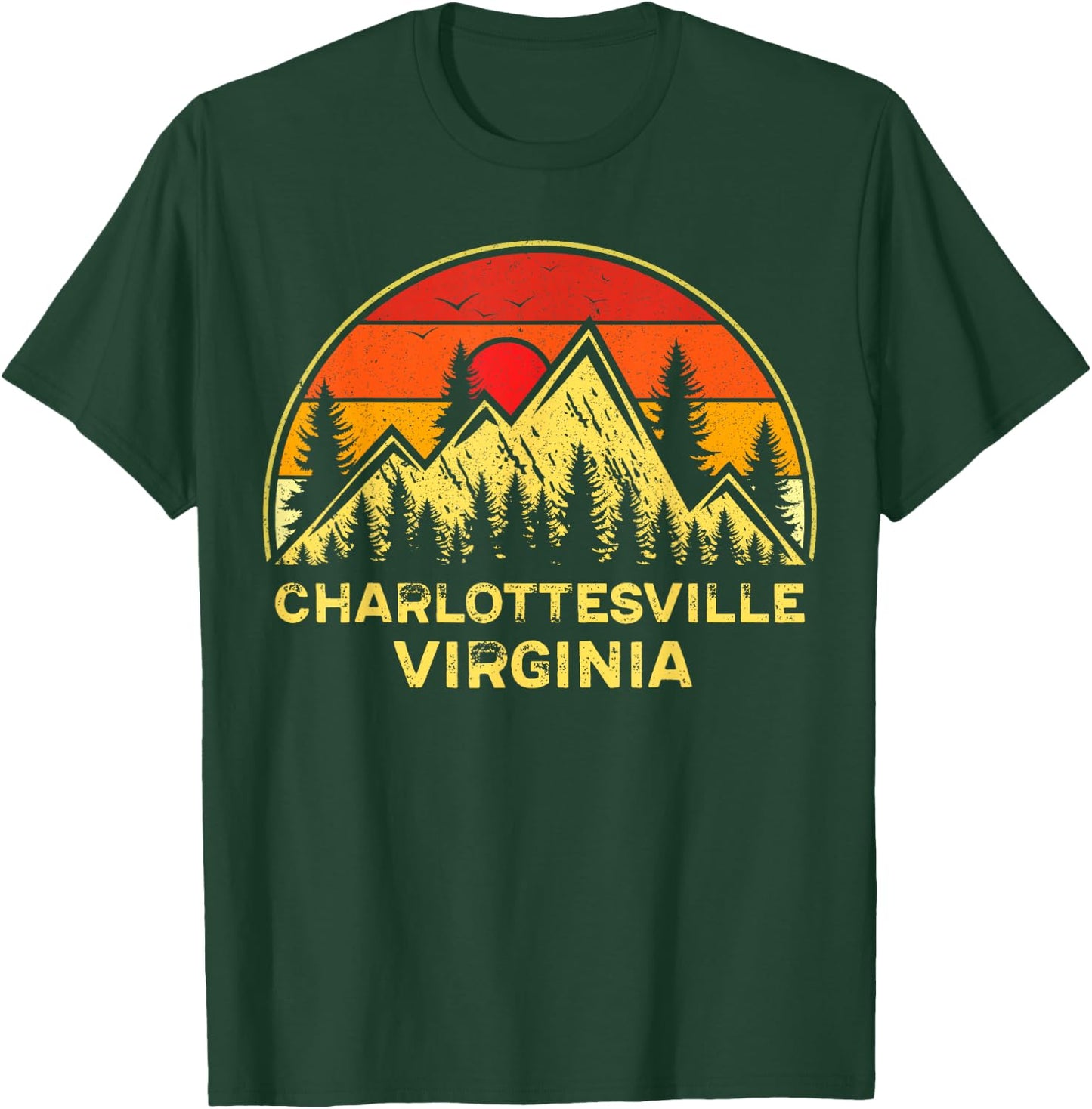Charlottesville Virginia VA Mountains Hiking Souvenir Retro T-Shirt - T-Shirt | Forest