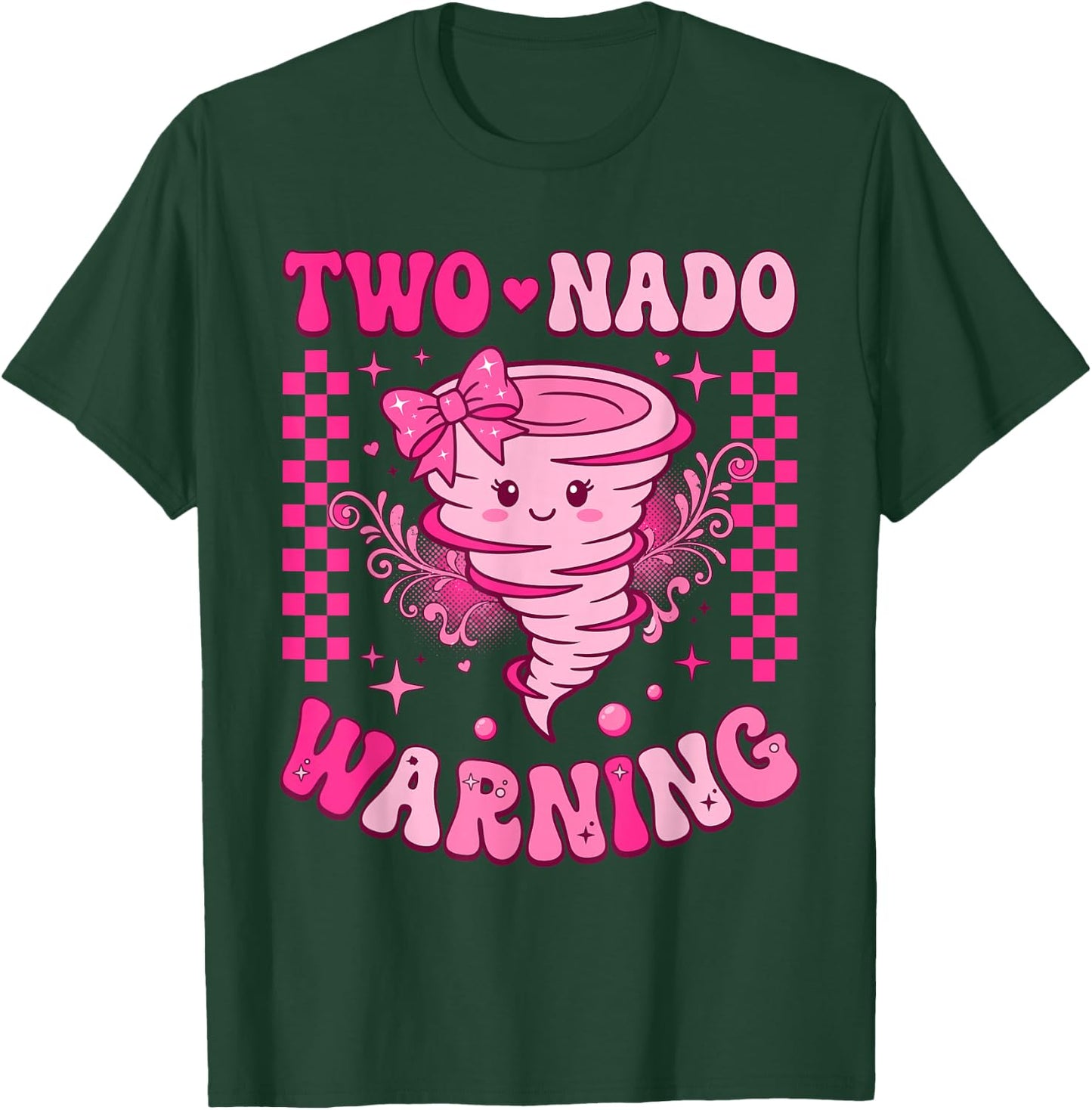 Two Nado 2nd Birthday Tornado 2 Year Old 2nd Bday Girl T-Shirt - T-Shirt | Forest