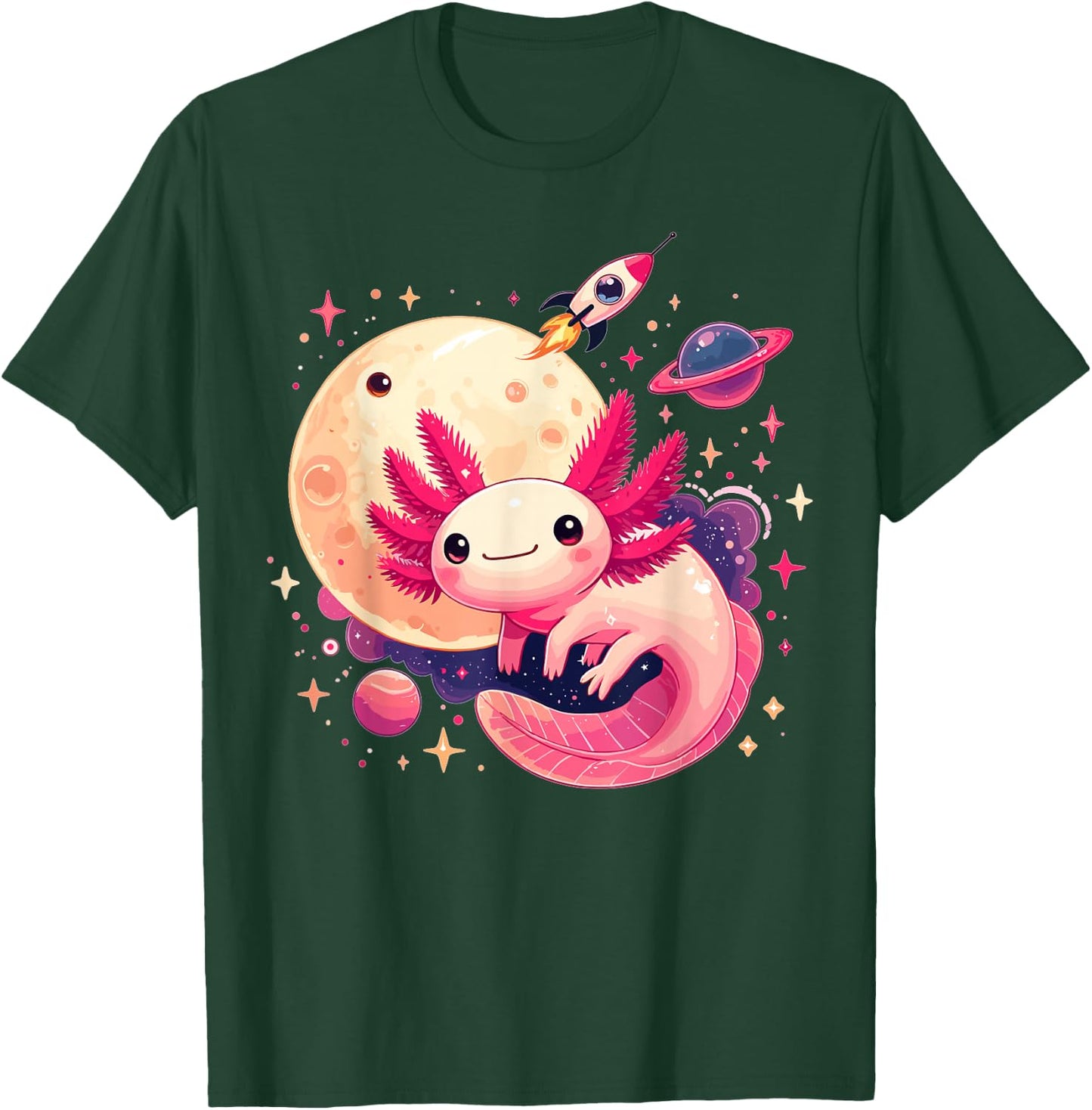 Cute Space Axolotl Kawaii Anime Pastel Goth T-Shirt - T-Shirt | Forest