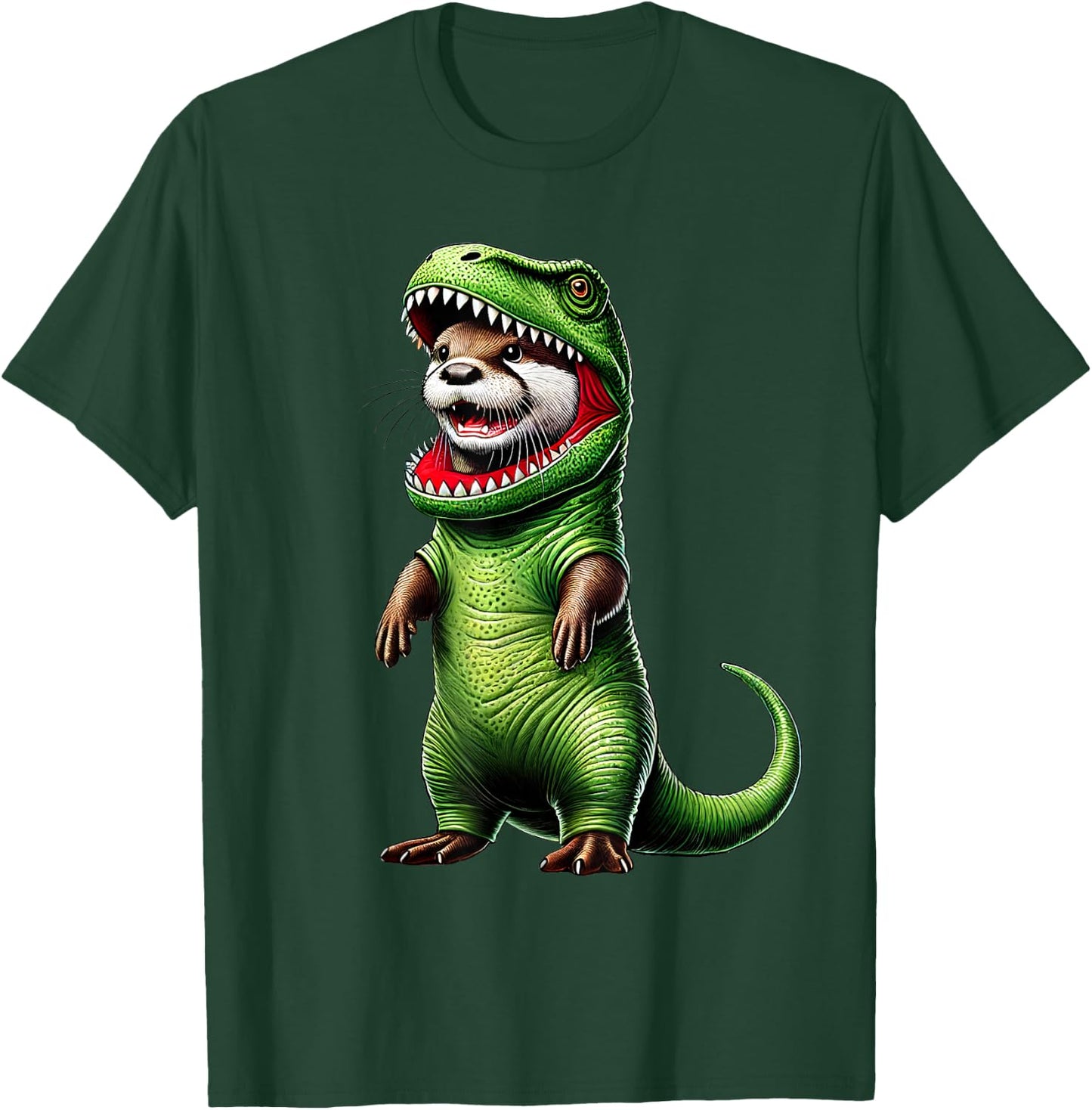 Funny Otter Wearing T-Rex Dinosaur Outfit Otter Lover T-Shirt - T-Shirt | Forest