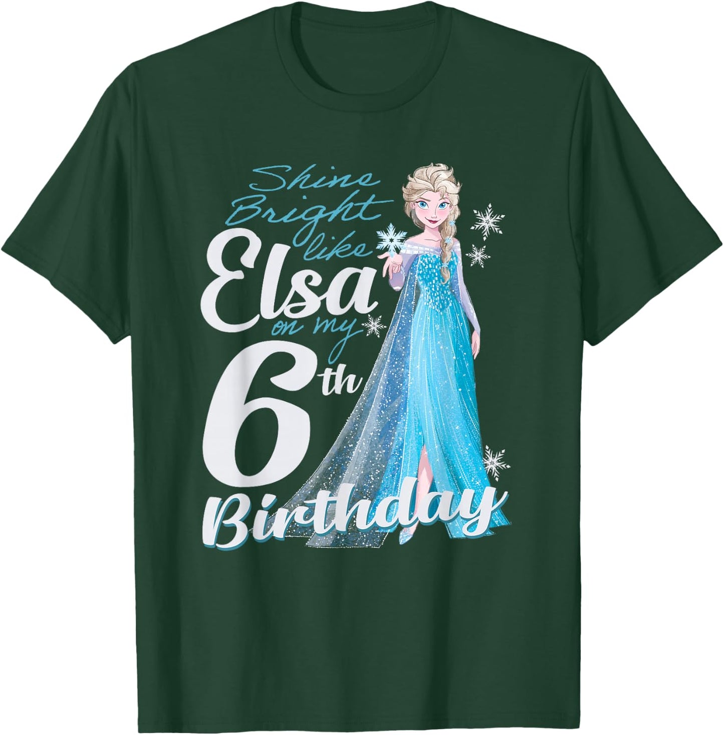 Disney Frozen Bright Like Elsa 6th Birthday , black T-Shirt - T-Shirt | Forest