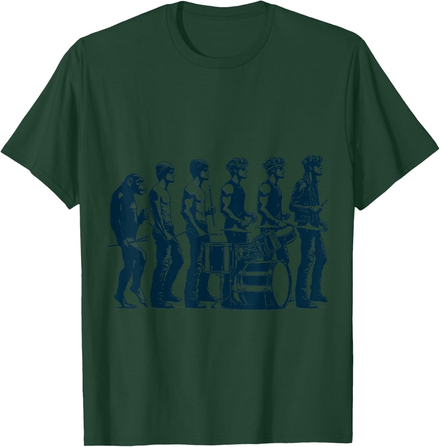 Funny Drummer Gifts Drumming Drums Evolution Of Drummer T-Shirt - T-Shirt | Forest