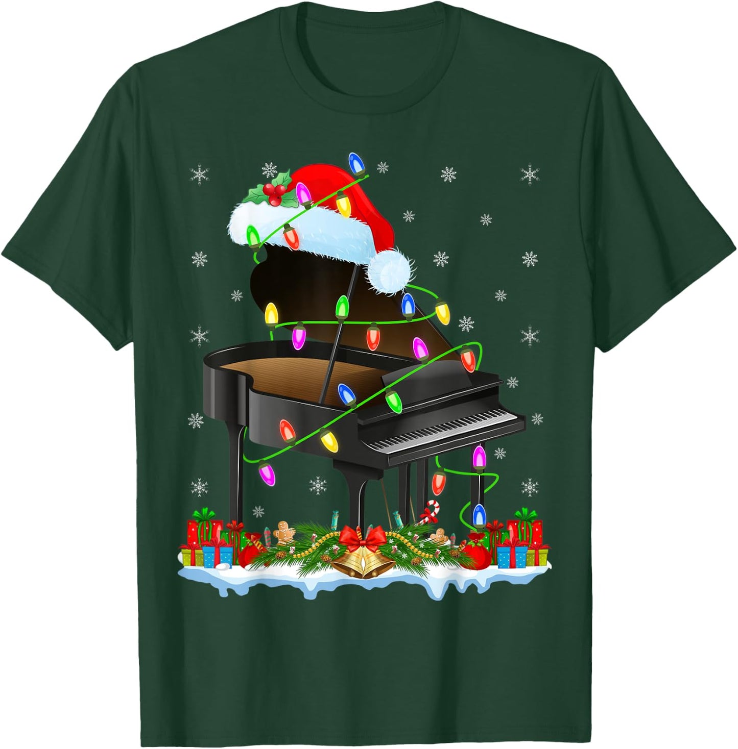 Piano Xmas Lighting Santa Piano Christmas T-Shirt - T-Shirt | Forest