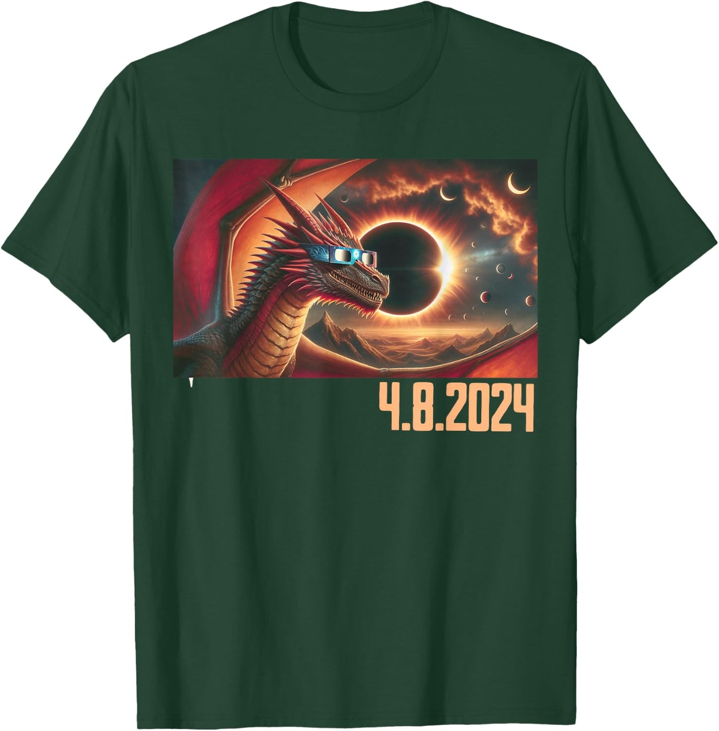 Dragon Eclipse Watcher: Total Solar Eclipse 2024 Photography T-Shirt - T-Shirt | Forest