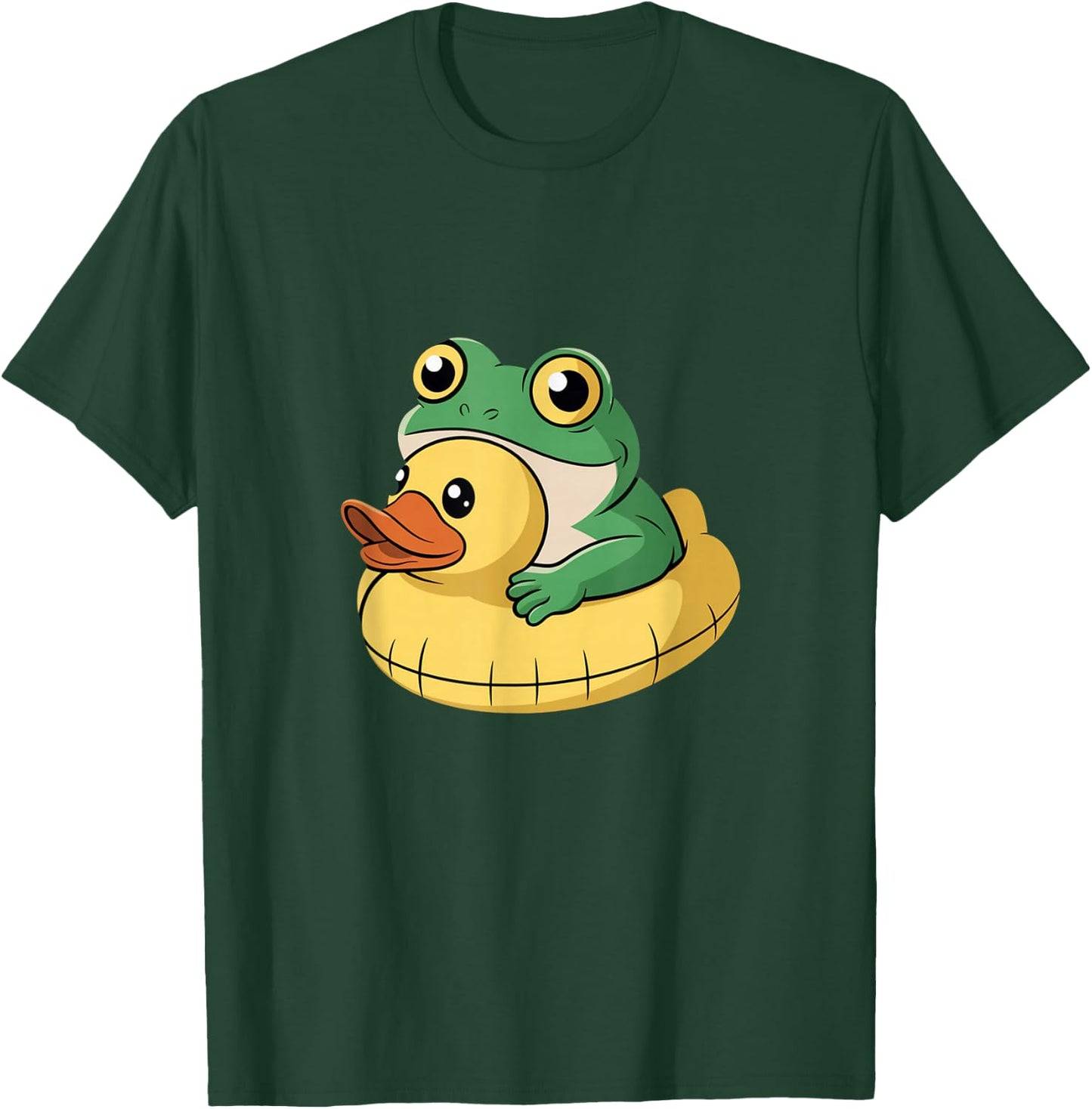 Frog with Duck Float Cute Vacation Beach Pool Humor T-Shirt - T-Shirt | Forest