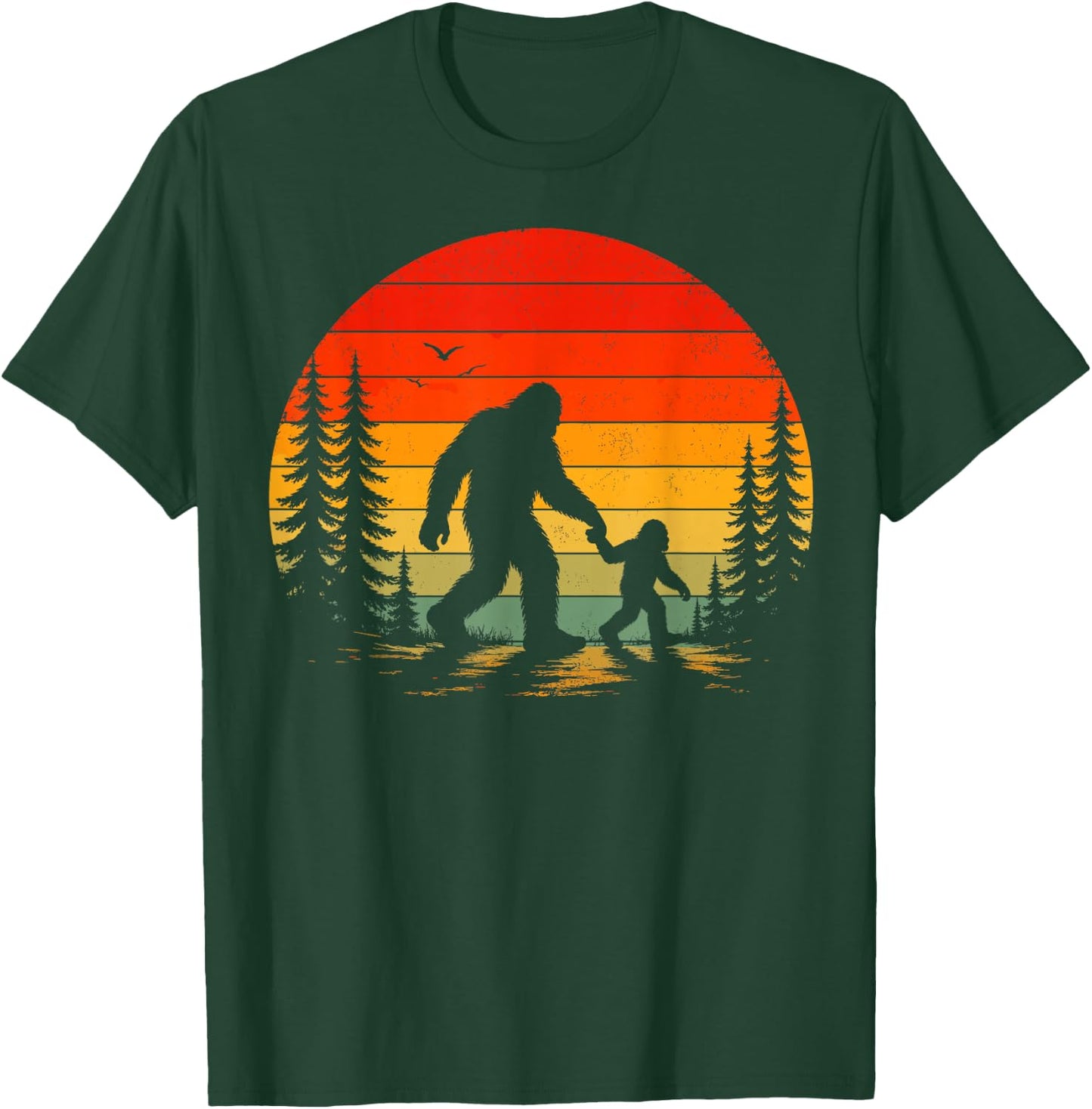 Vintage Bigfoot Dad Father and Son Matching Father's Day T-Shirt - T-Shirt | Forest