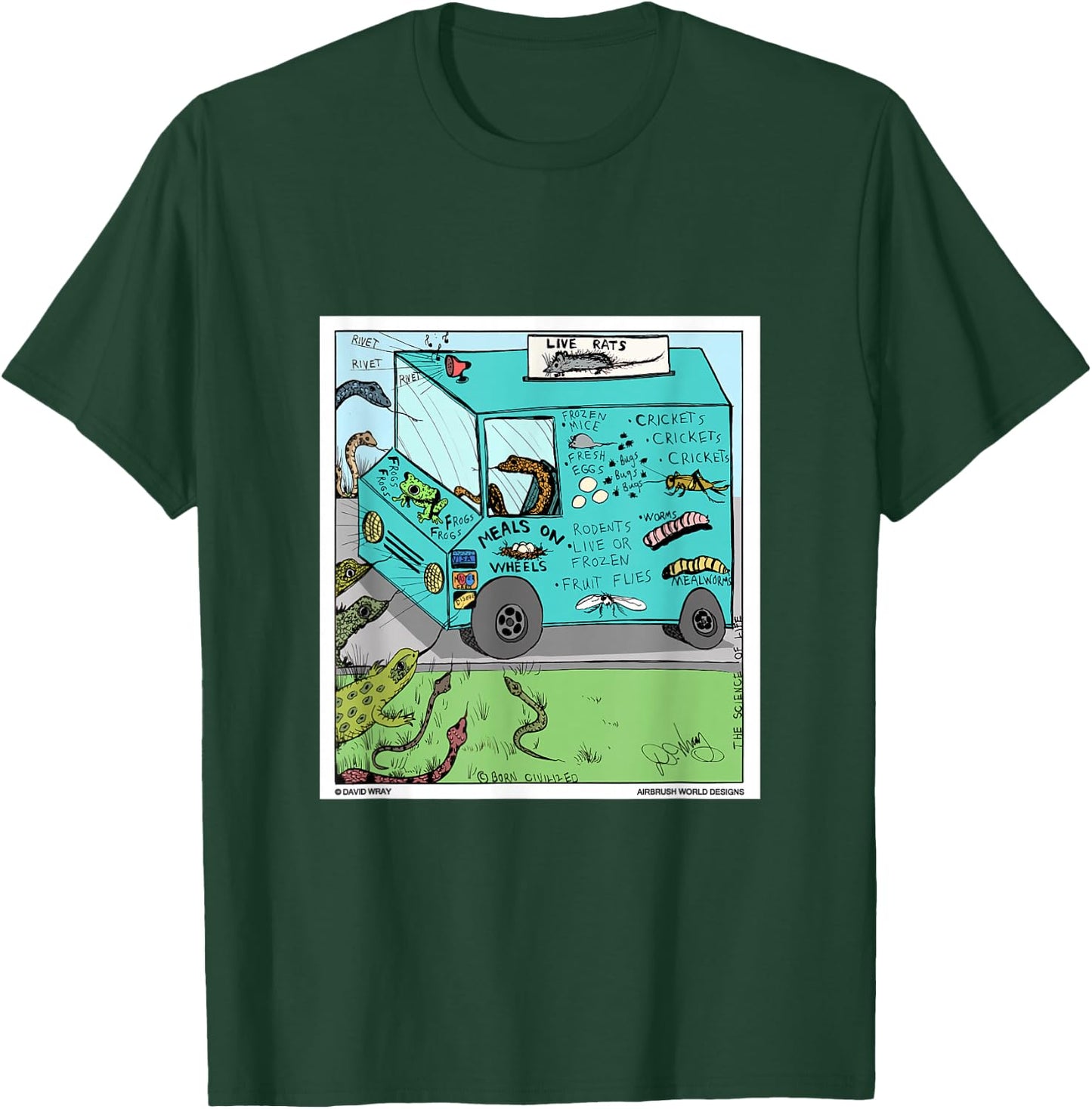 Snakes Lizards Reptile Snacks Food Truck Funny Novelty Gift T-Shirt - T-Shirt | Forest