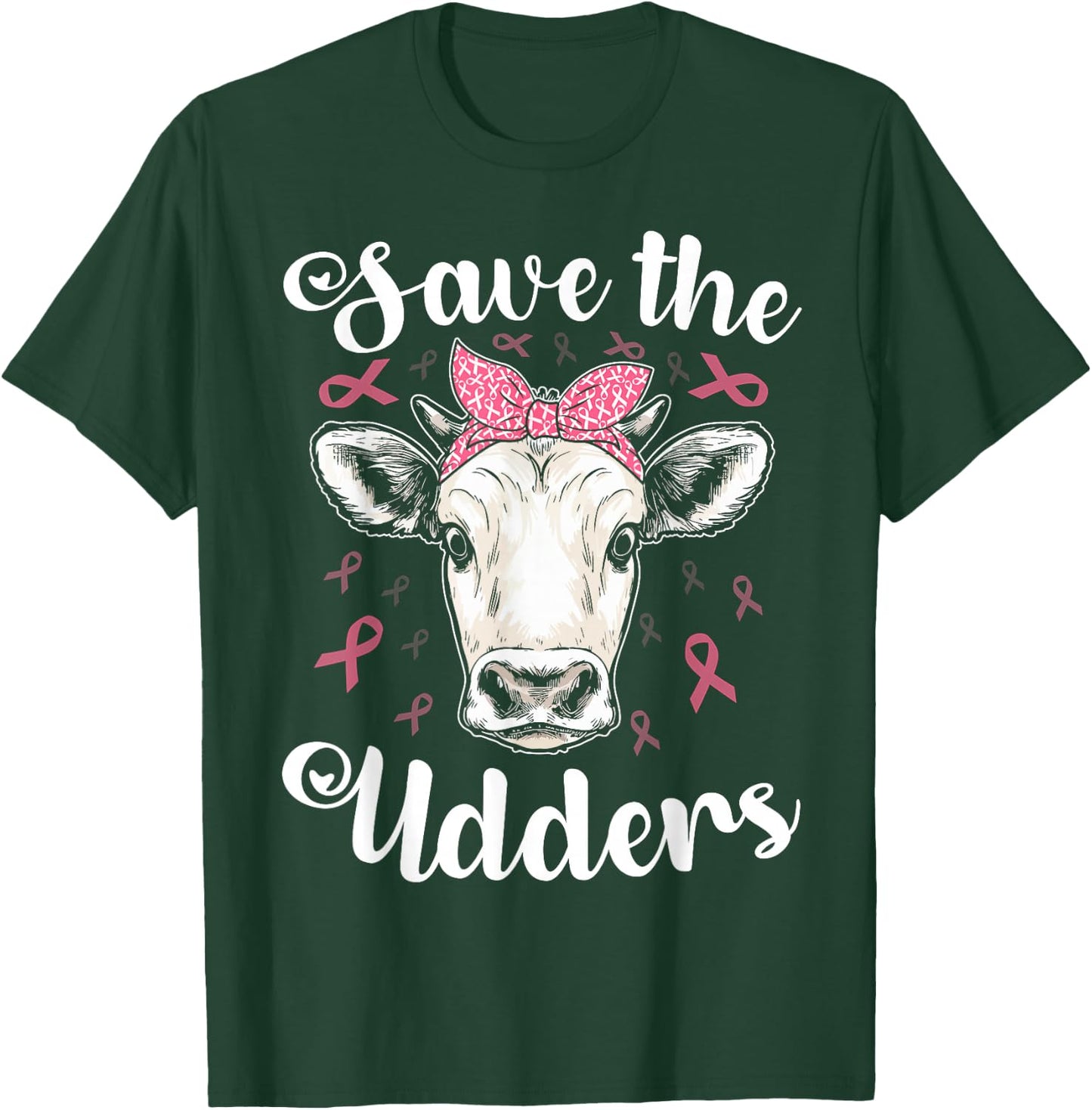 Save the udders cow support breast cancer awareness funny T-Shirt - T-Shirt | Forest