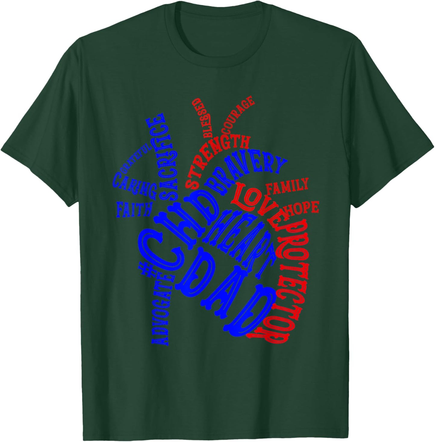 Heart Dad CHD Congenital Heart Defect Awareness Month Ribbon T-Shirt - T-Shirt | Forest