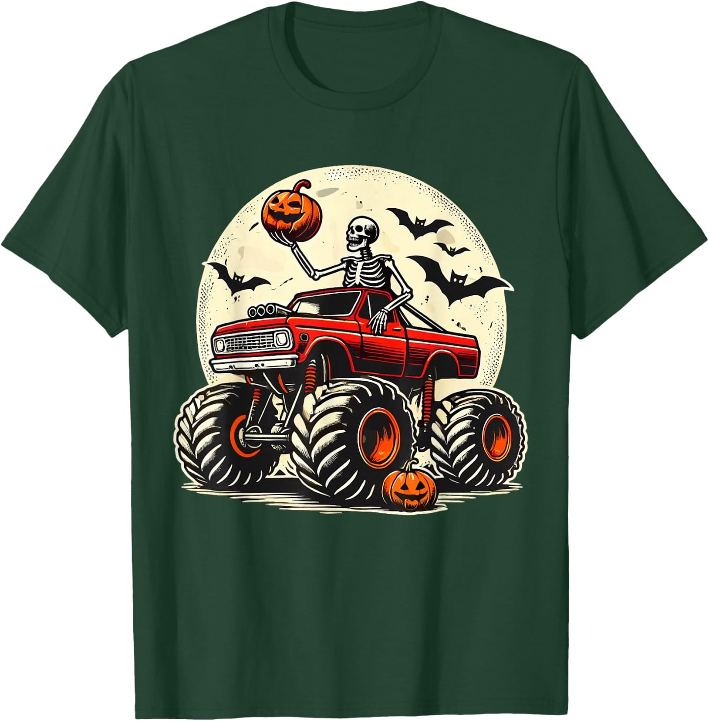Monster Truck Skeleton Halloween T-Shirt - T-Shirt | Forest