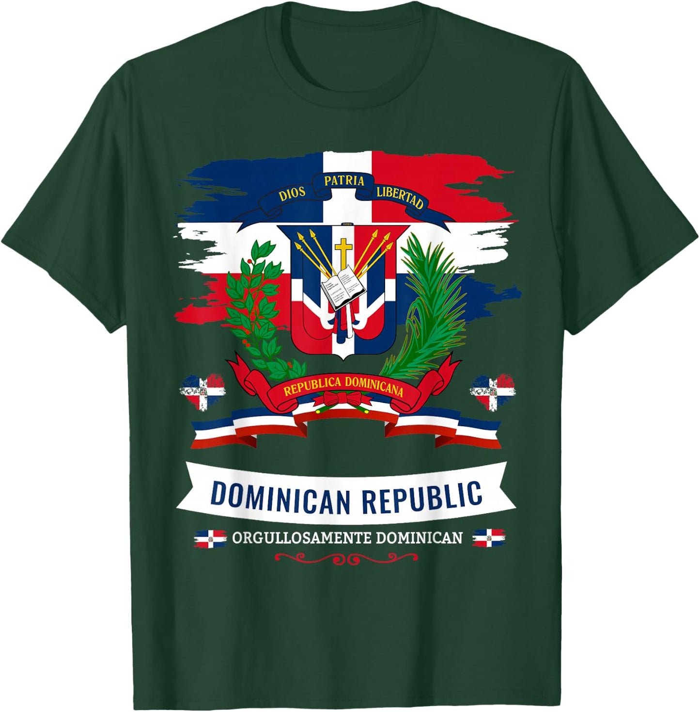 Coat of Arms Republica Dominicana For Kids & Dominican Flag T-Shirt - T-Shirt | Forest