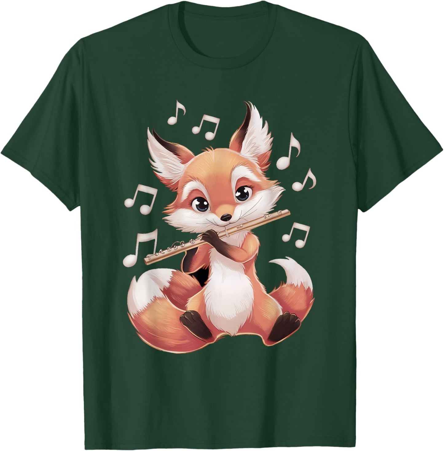 Fox Playing Flute T-Shirt - T-Shirt | Forest