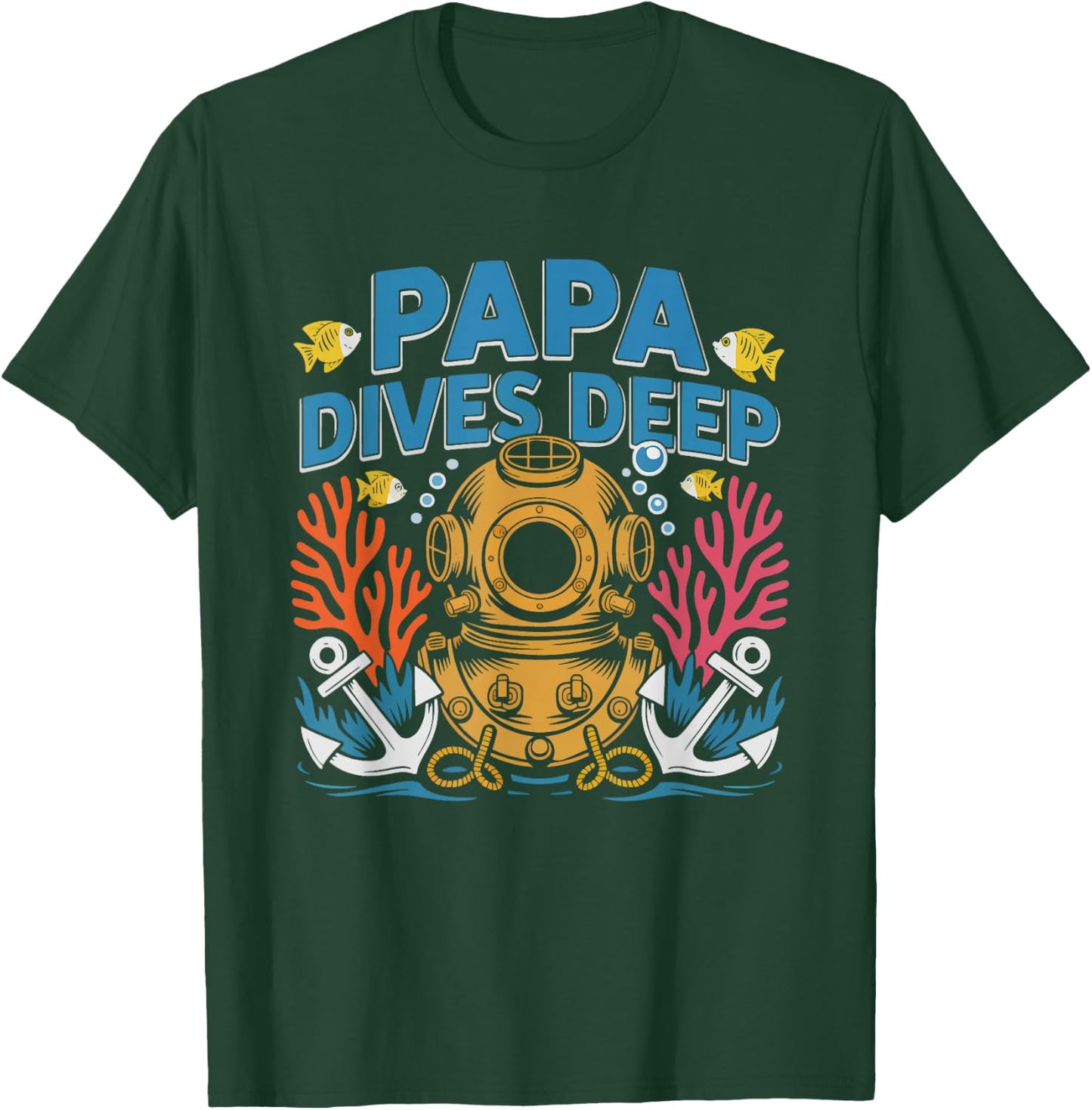 Scuba Diving Grandpa Deep Sea Papa Vintage Dive Badge Ocean T-Shirt - T-Shirt | Forest