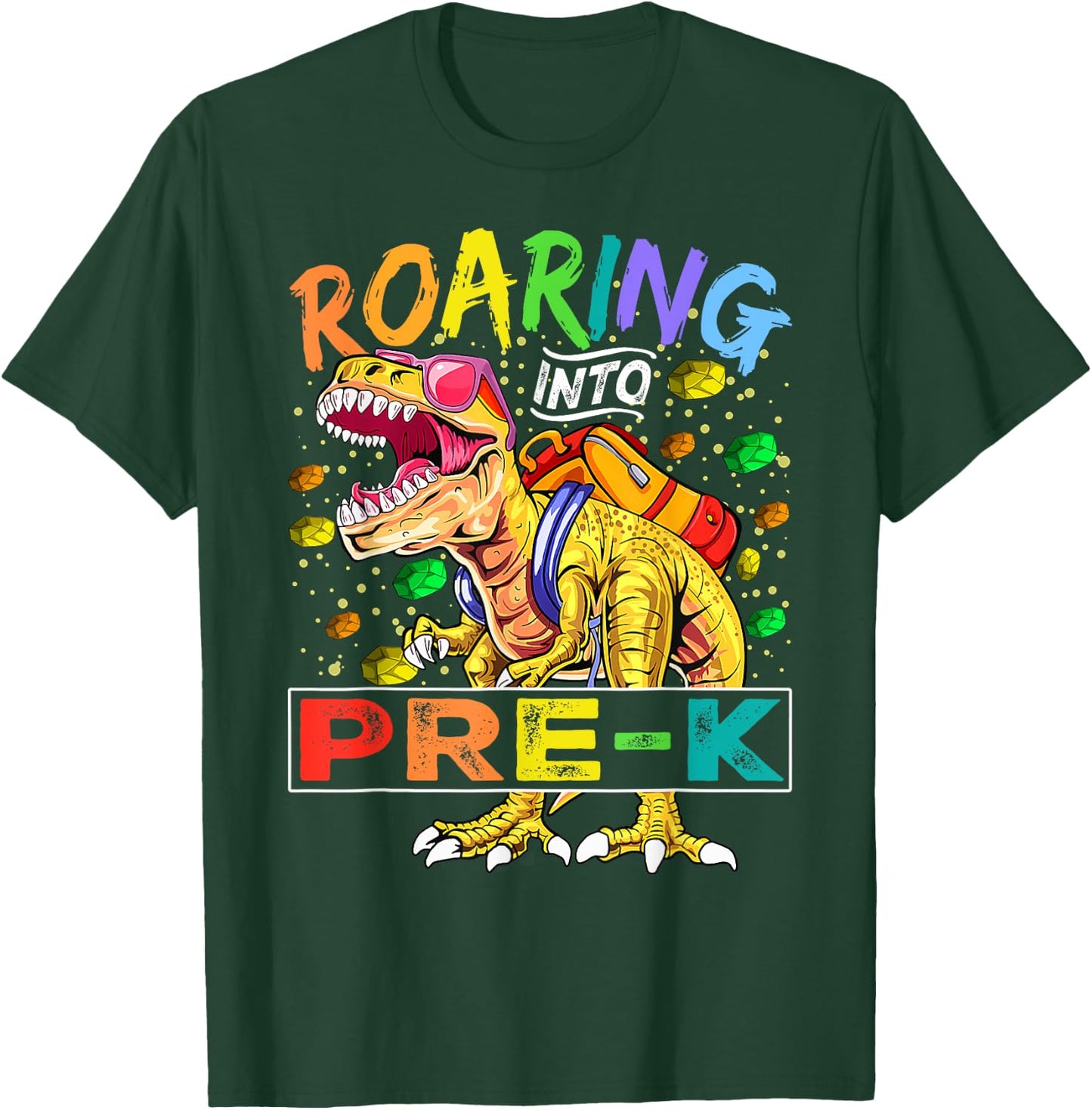Roaring Into Pre-K Dinosaur T Rex Back to School Boys T-Shirt - T-Shirt | Forest