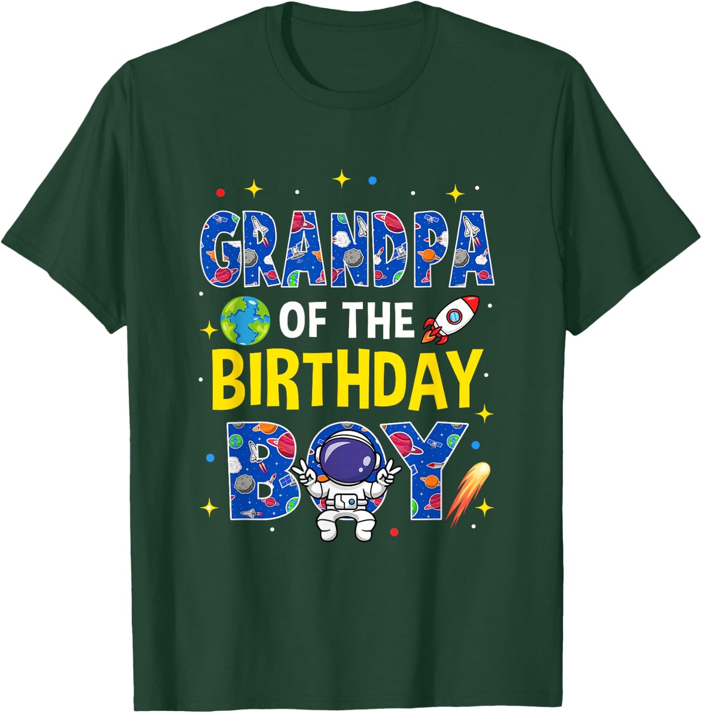 Grandpa of The Birthday Boy Space Astronaut Family Birthday T-Shirt - T-Shirt | Forest