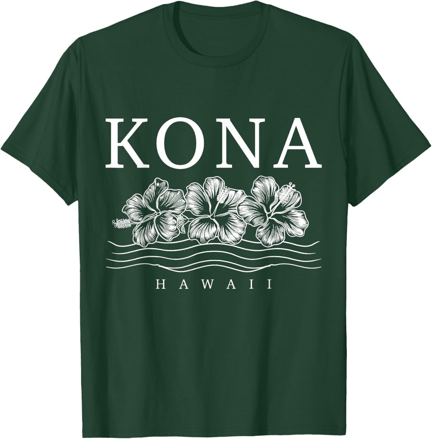 Kona Hawaii Hawaii Hawaii Hibiscus Flowers Surfer Souvenir T-Shirt - T-Shirt | Forest
