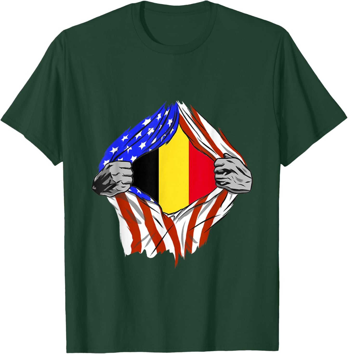 Belgium Flag Chest America USA Belgian Pride Belgian Roots T-Shirt - T-Shirt | Forest