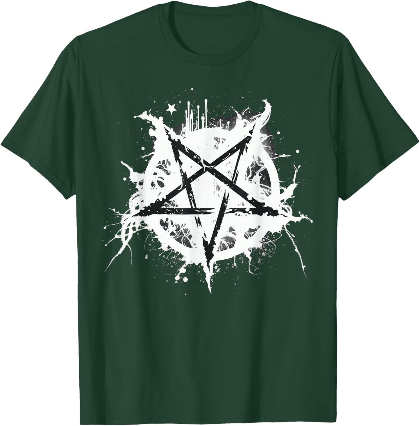 Schwarz-weißes satanisches Pentagramm T-Shirt - T-Shirt | Forest