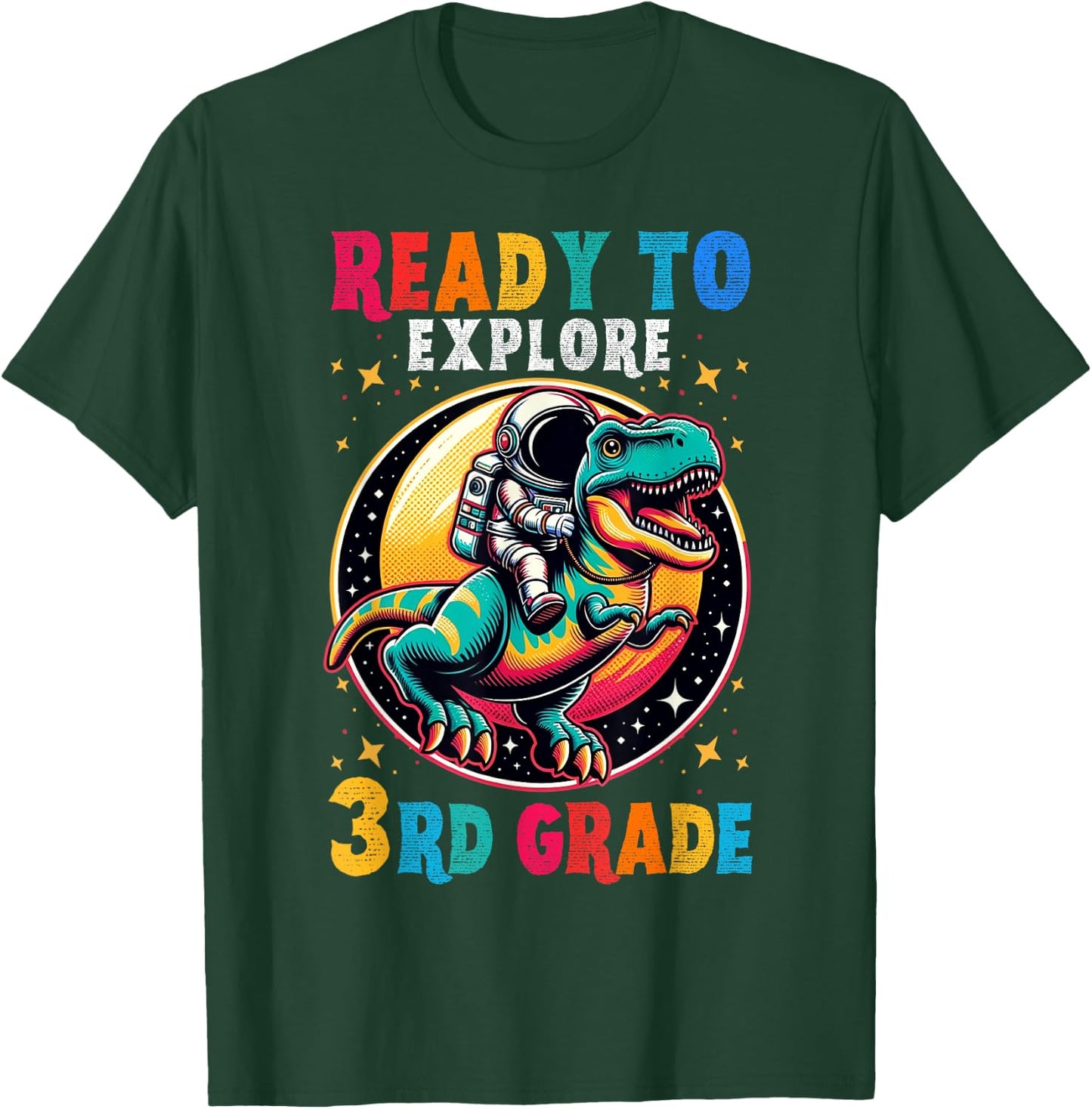 First day back to School 3rd grade Astronaut Dinosaur boys T-Shirt - T-Shirt | Forest