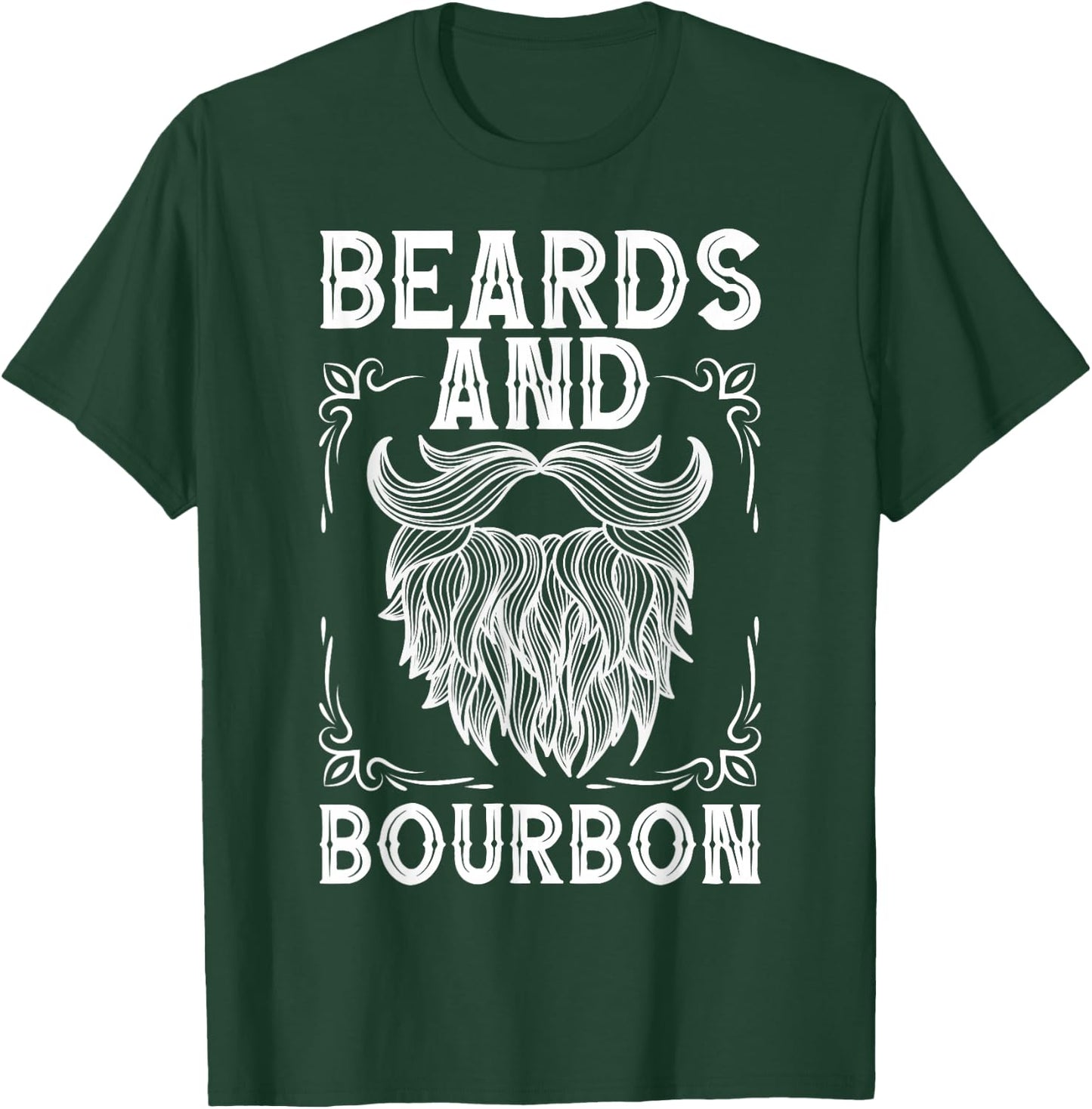 Beard Bourbon Lover Drinking Husband Papa Grandpa Dad T-Shirt - T-Shirt | Forest
