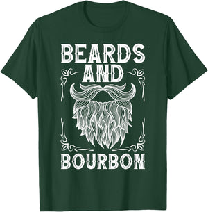 Beard Bourbon Lover Drinking Husband Papa Grandpa Dad T-Shirt - T-Shirt | Forest